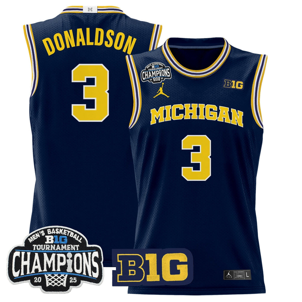 MICH 2025 Big Ten Conference Tournament Champions Basketball Jersey - Stitched