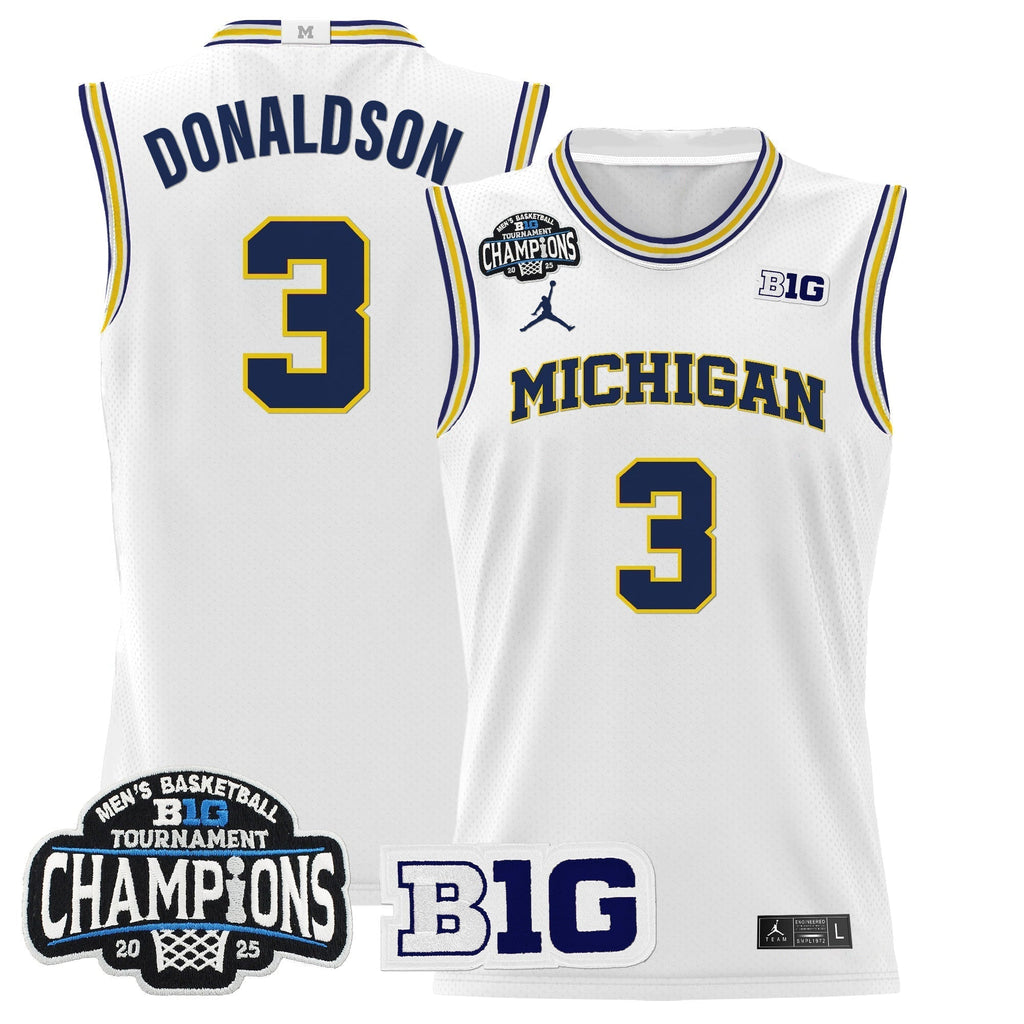 MICH 2025 Big Ten Conference Tournament Champions Basketball Jersey - Stitched