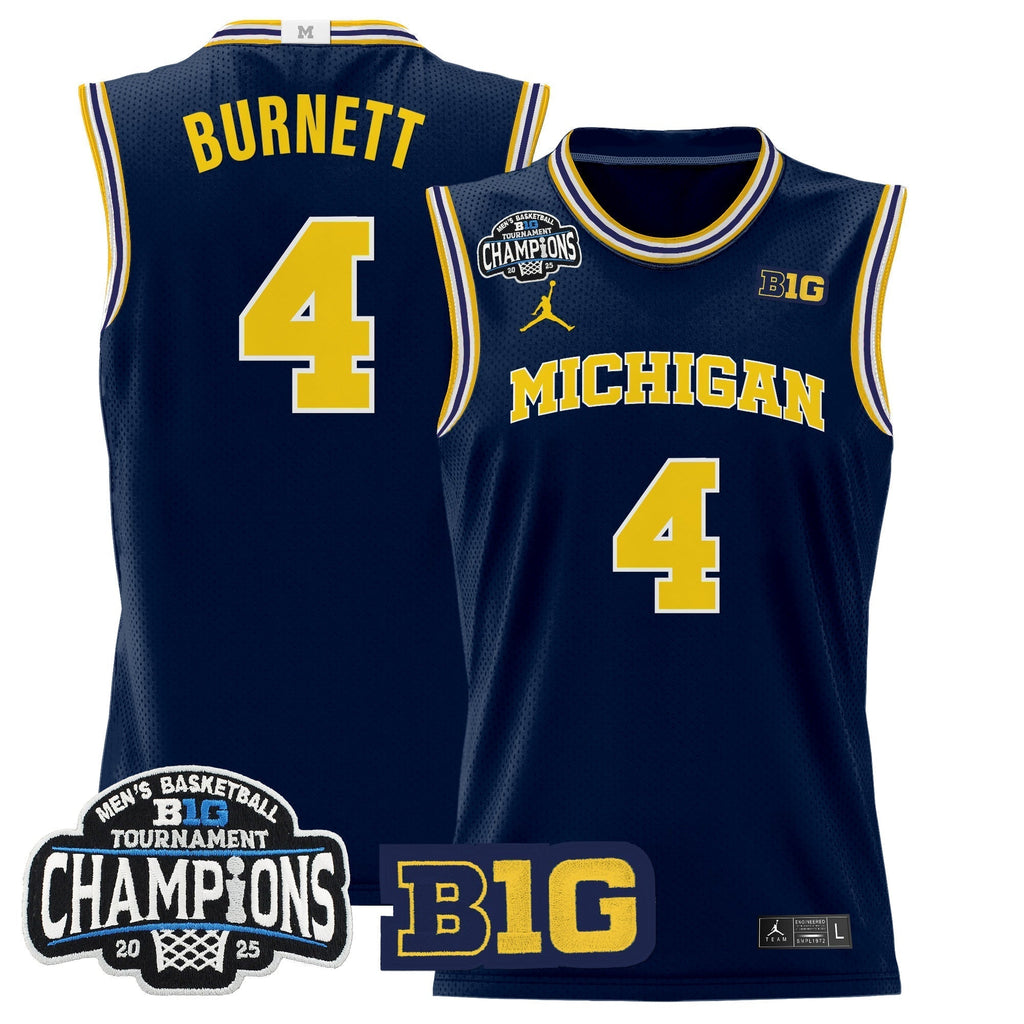 MICH 2025 Big Ten Conference Tournament Champions Basketball Jersey - Stitched