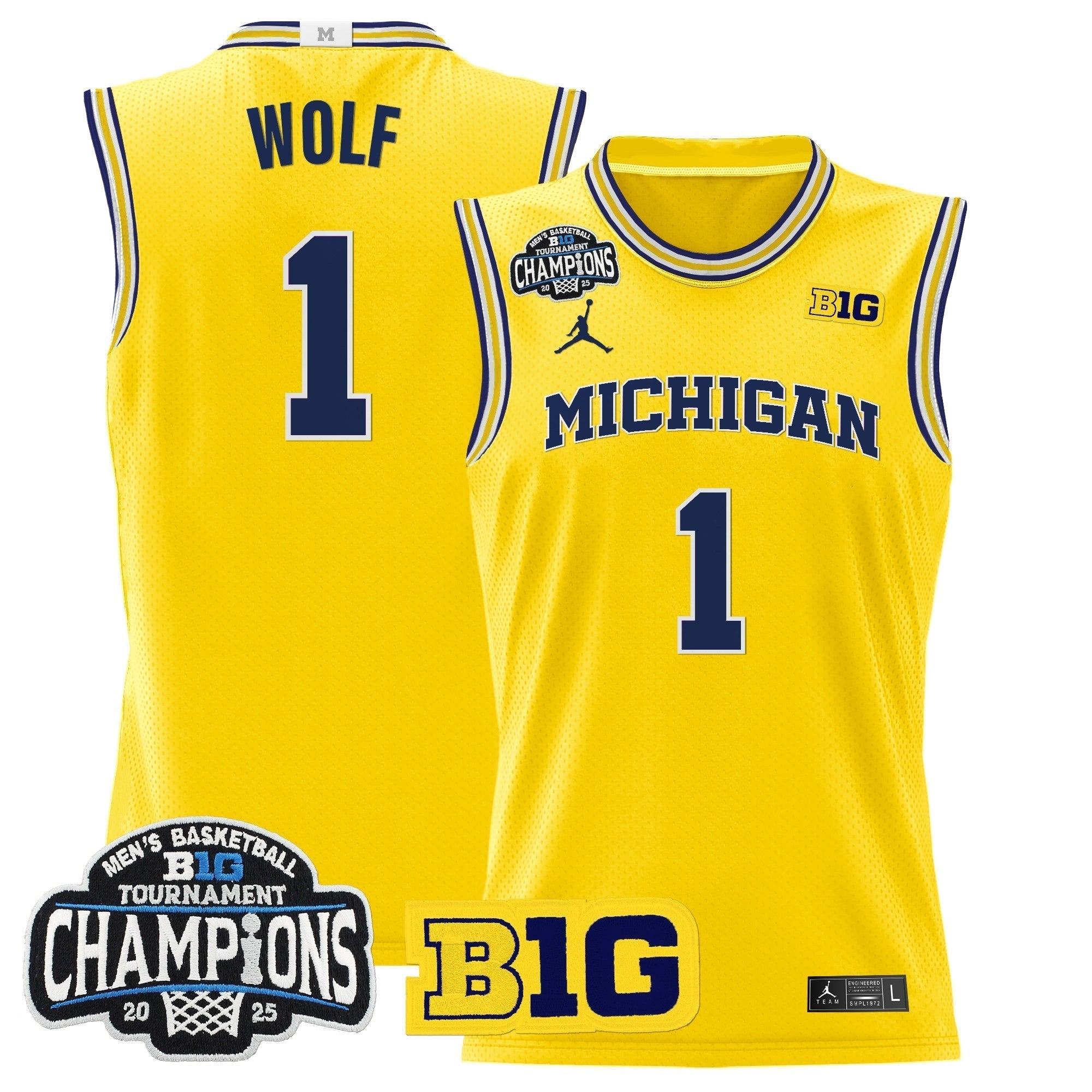 MICH 2025 Big Ten Conference Tournament Champions Basketball Jersey - Stitched