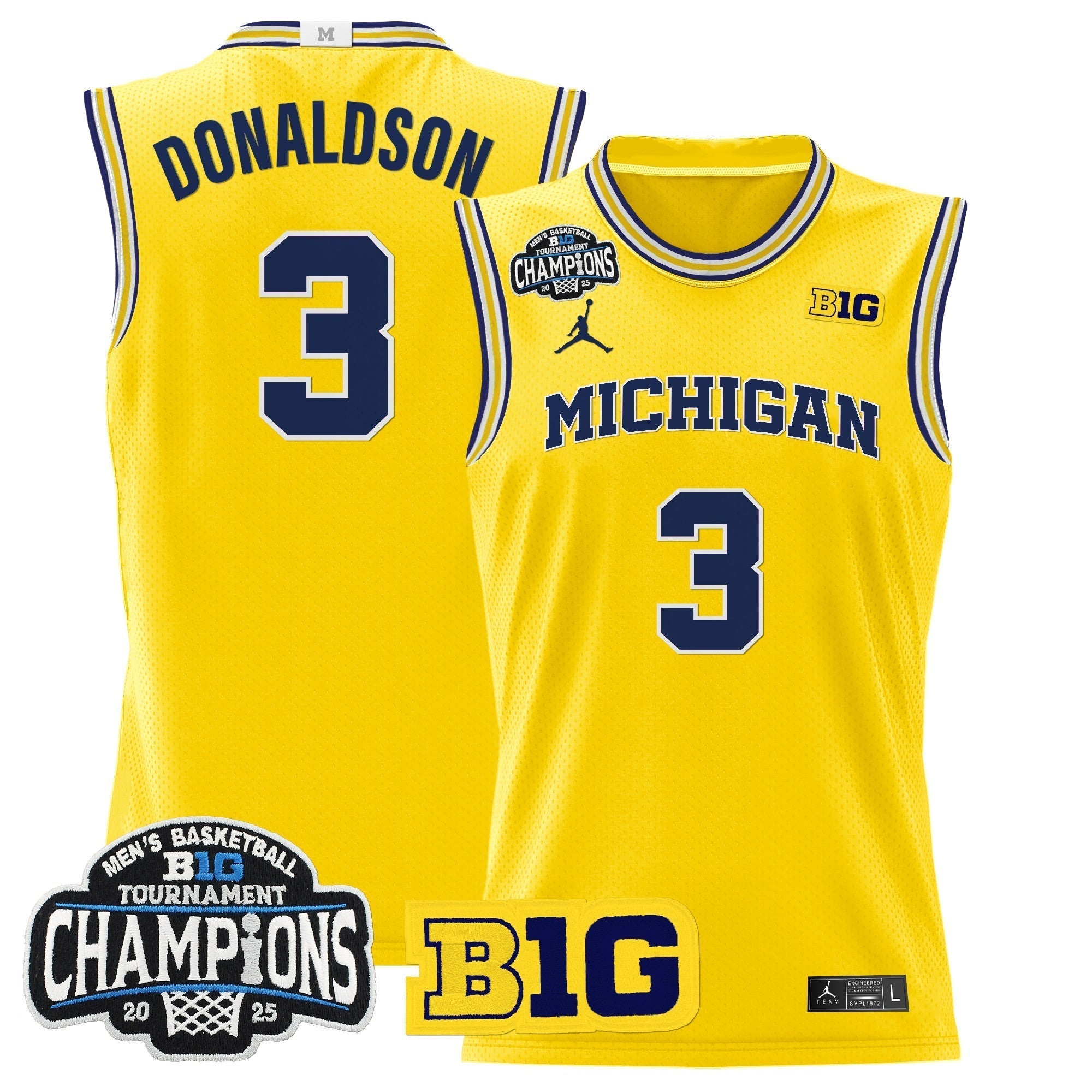MICH 2025 Big Ten Conference Tournament Champions Basketball Jersey - Stitched