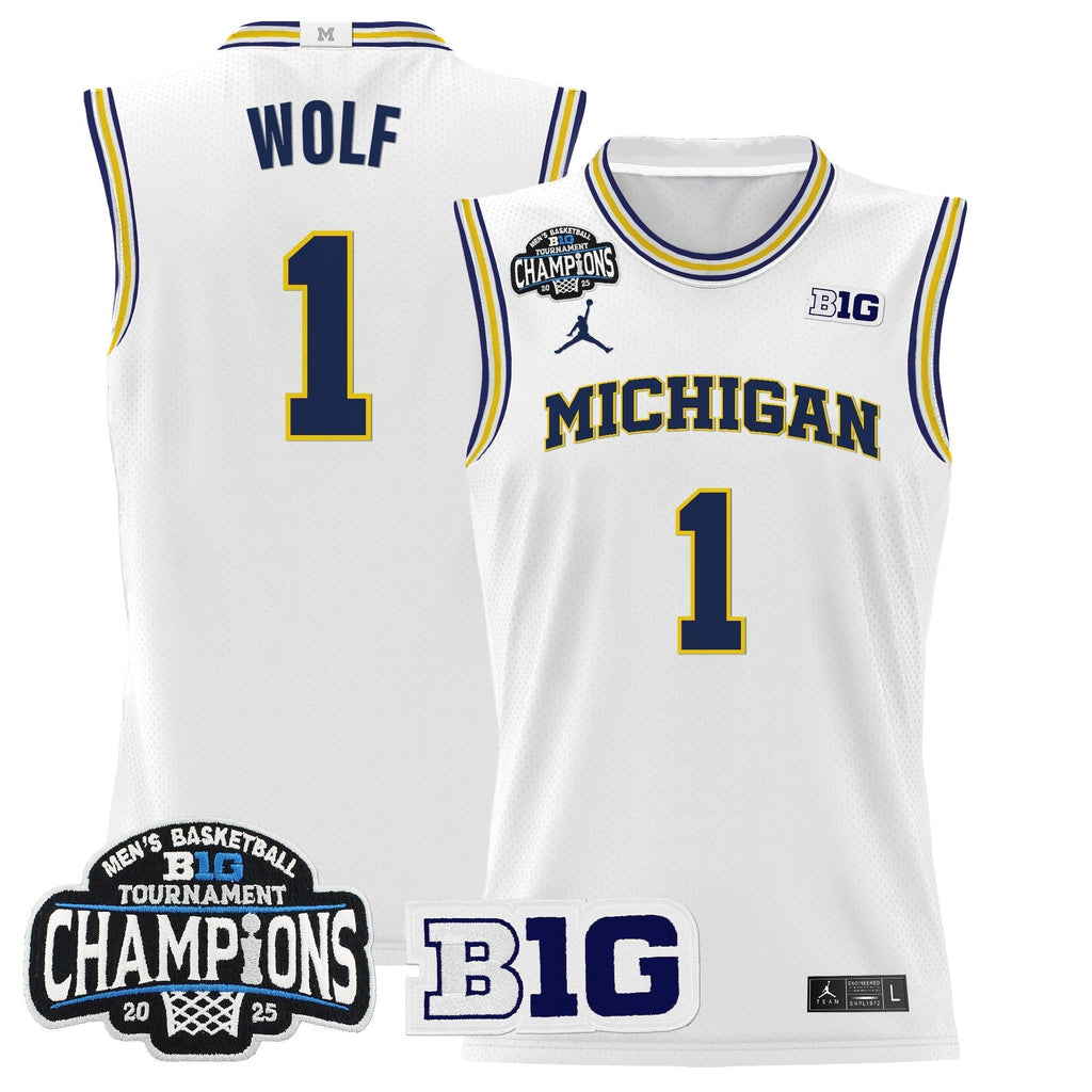MICH 2025 Big Ten Conference Tournament Champions Basketball Jersey - Stitched