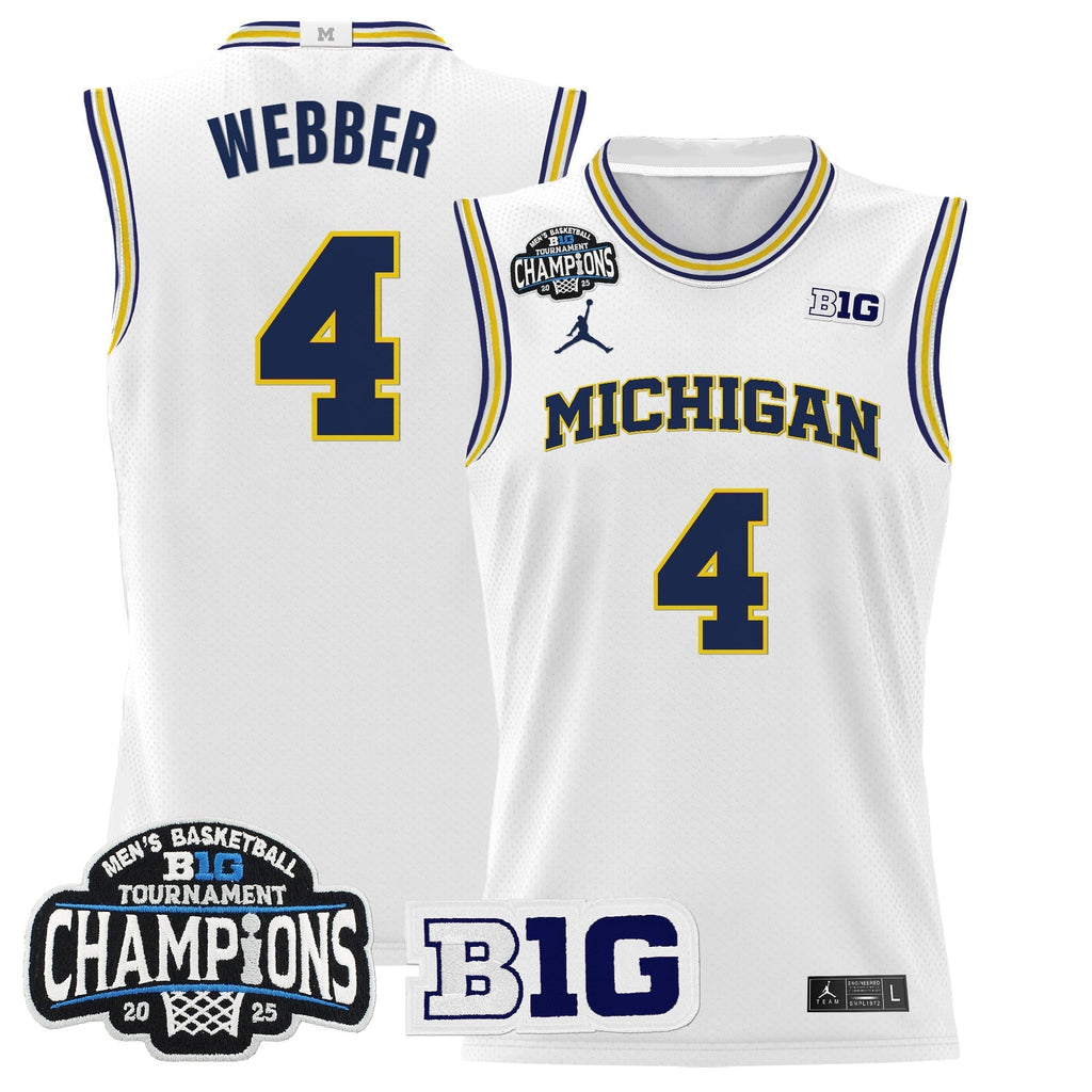 MICH 2025 Big Ten Conference Tournament Champions Basketball Jersey - Stitched