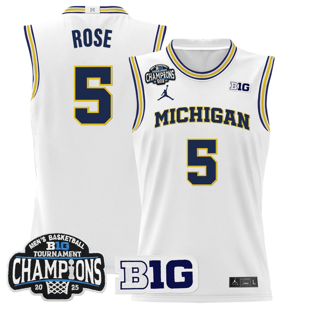 MICH 2025 Big Ten Conference Tournament Champions Basketball Jersey - Stitched