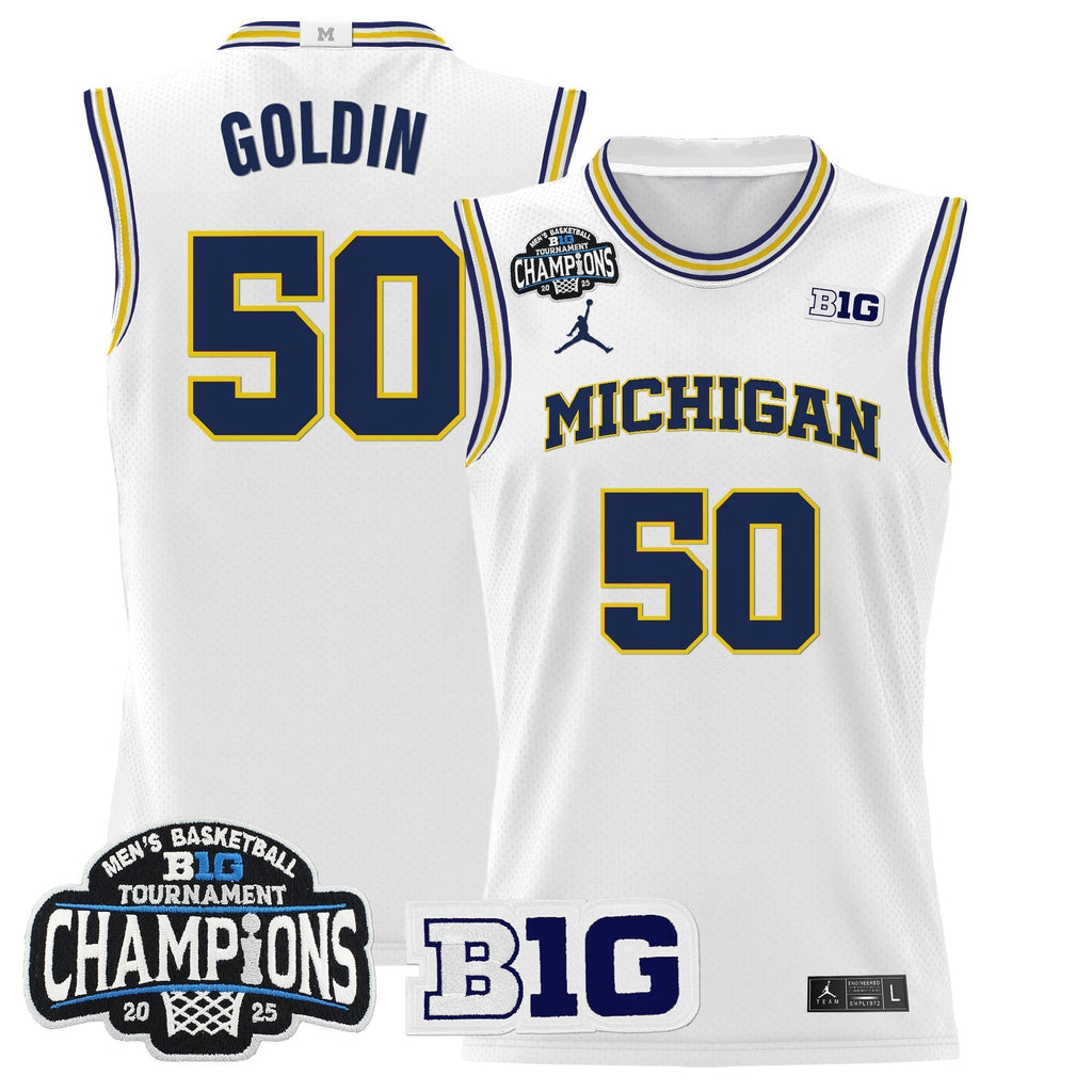MICH 2025 Big Ten Conference Tournament Champions Basketball Jersey - Stitched