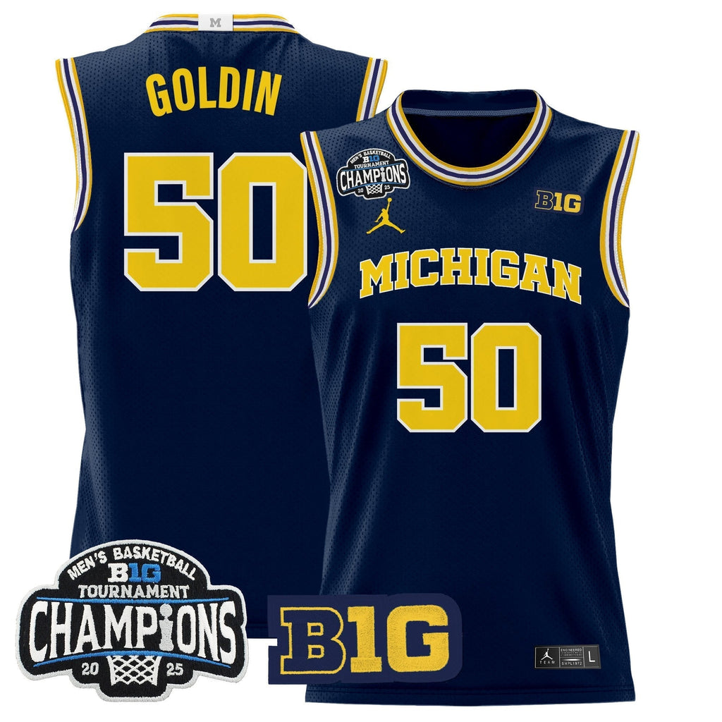 MICH 2025 Big Ten Conference Tournament Champions Basketball Jersey - Stitched