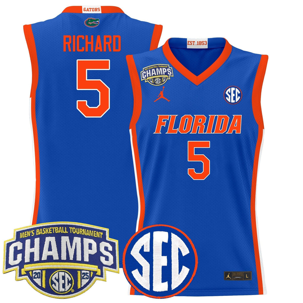 UF 2025 SEC Conference Tournament Champions Basketball Jersey - Stitched