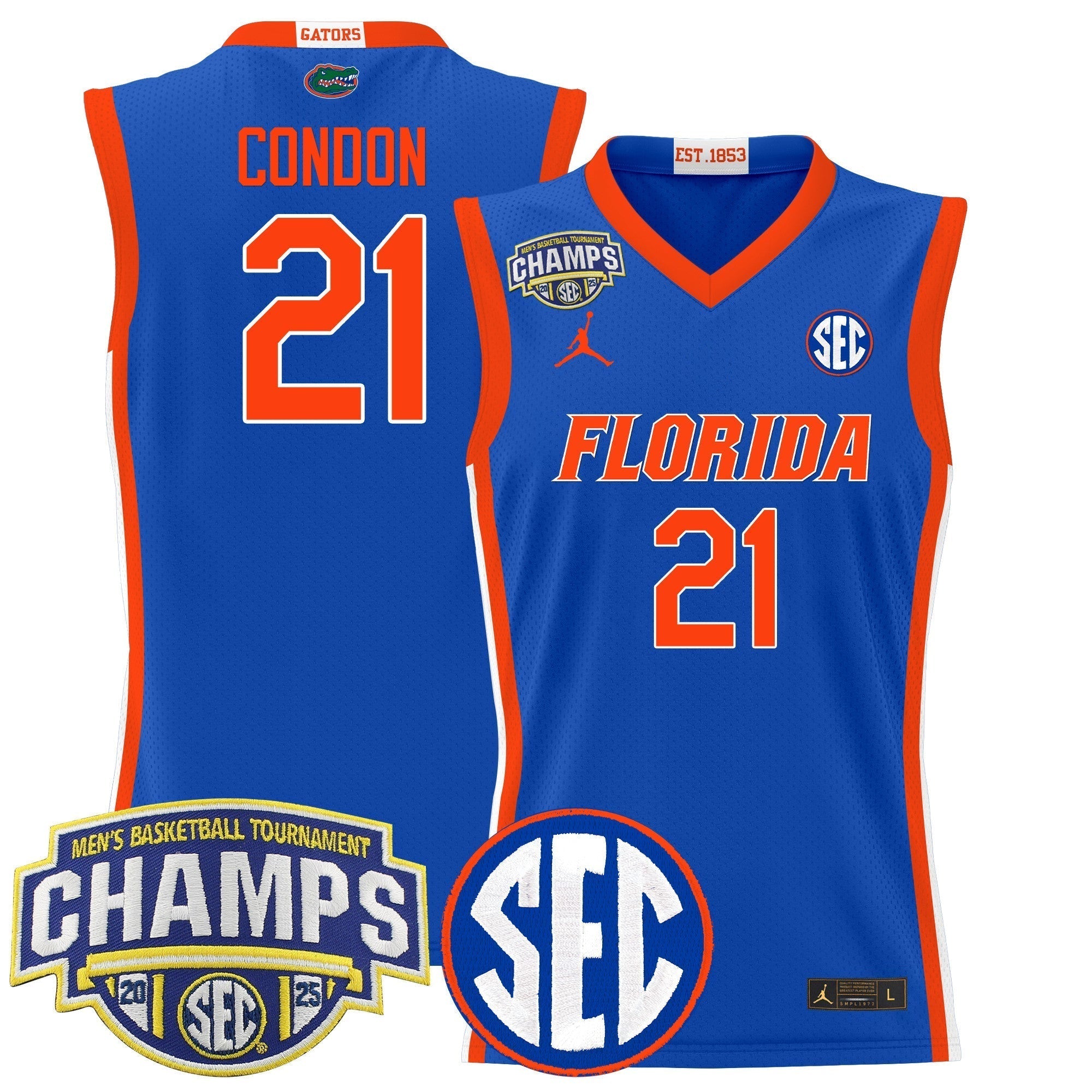 UF 2025 SEC Conference Tournament Champions Basketball Jersey - Stitched