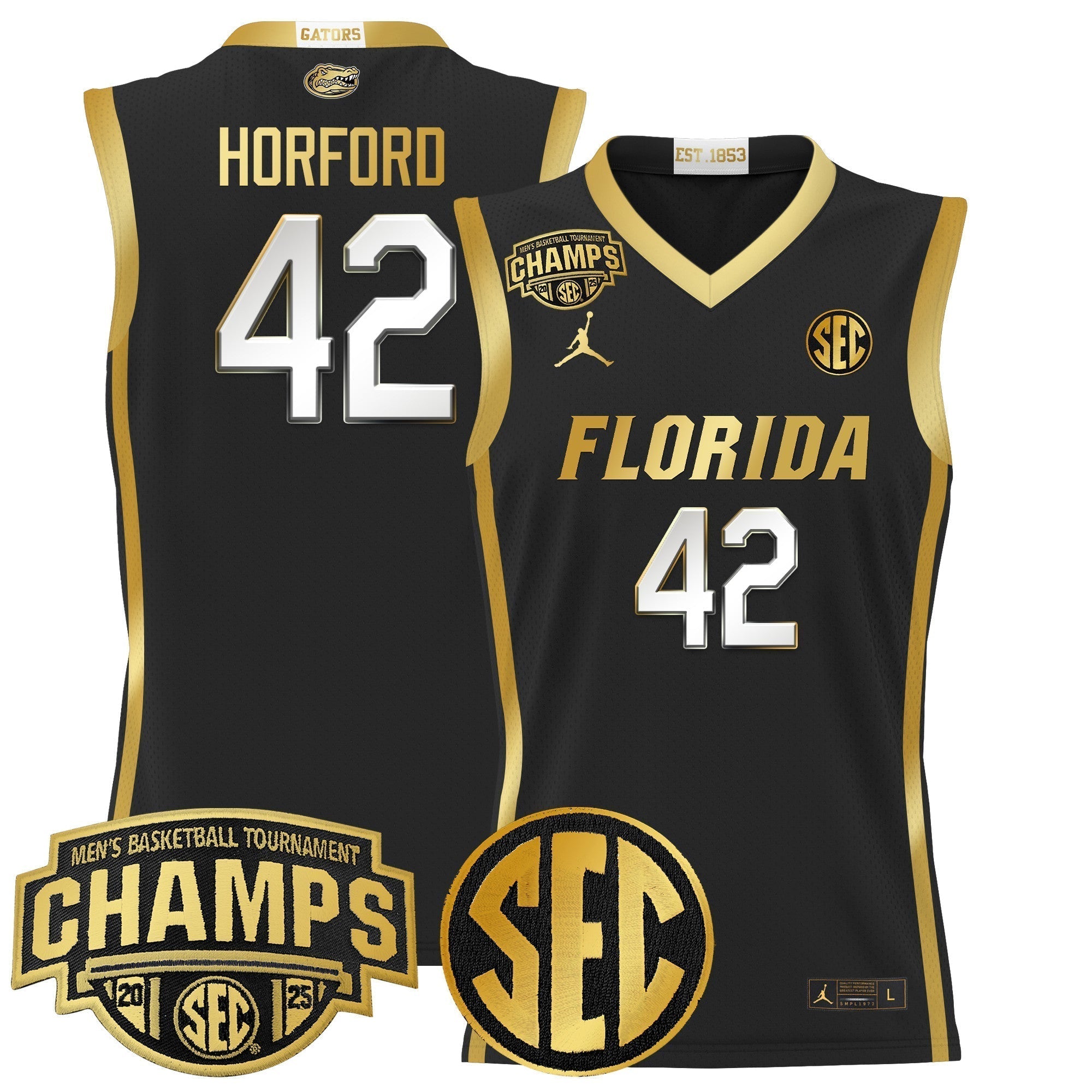 UF 2025 SEC Conference Tournament Champions Basketball Jersey - Stitched