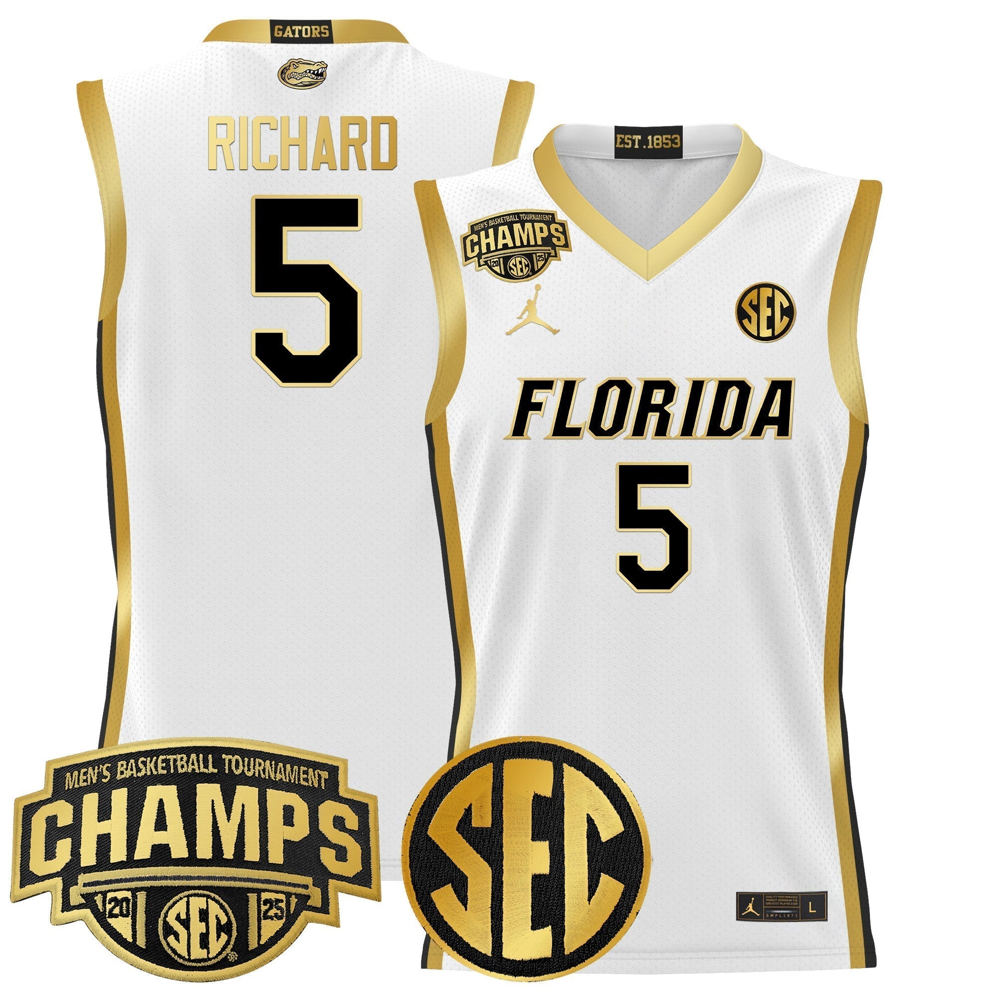 UF 2025 SEC Conference Tournament Champions Basketball Jersey - Stitched