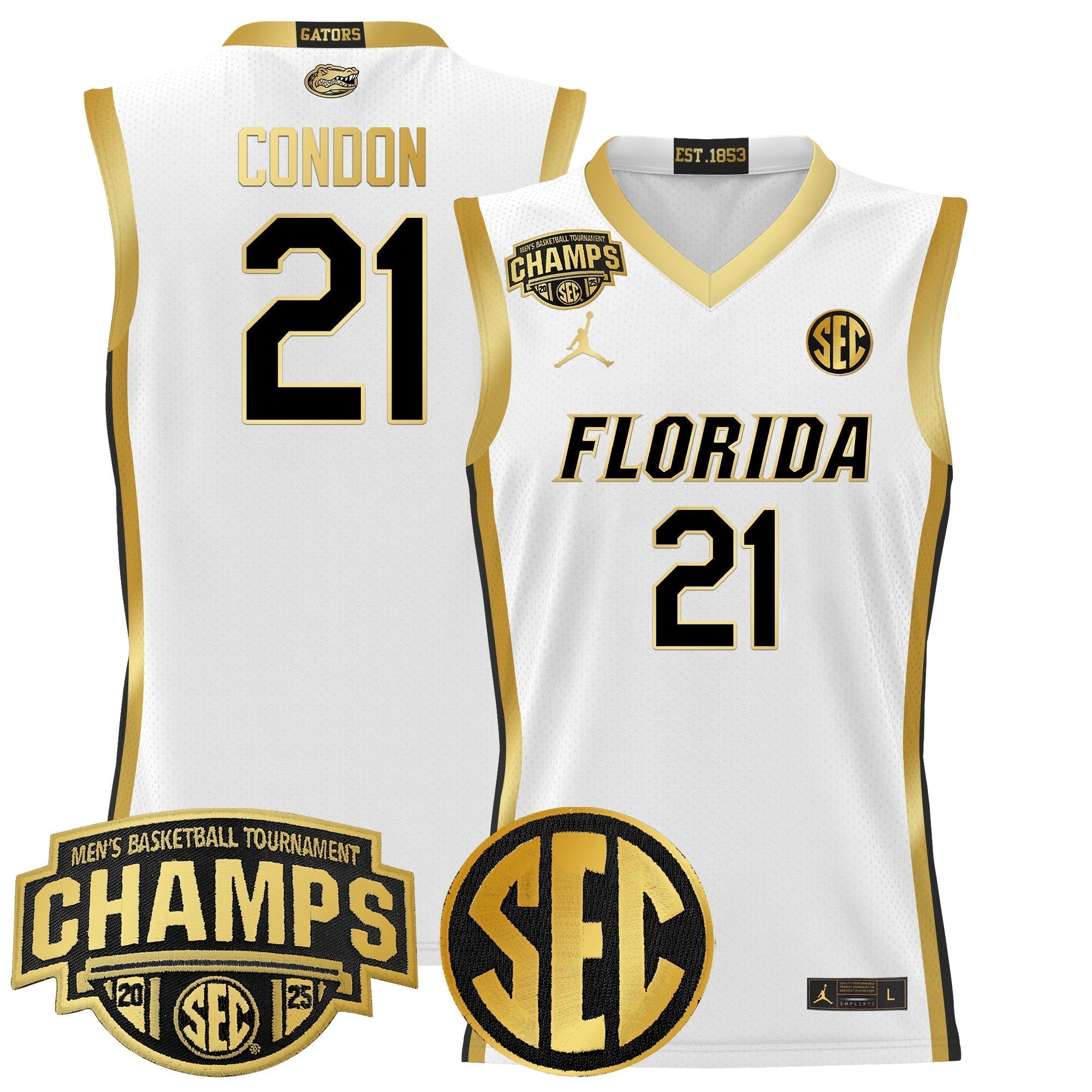 UF 2025 SEC Conference Tournament Champions Basketball Jersey - Stitched