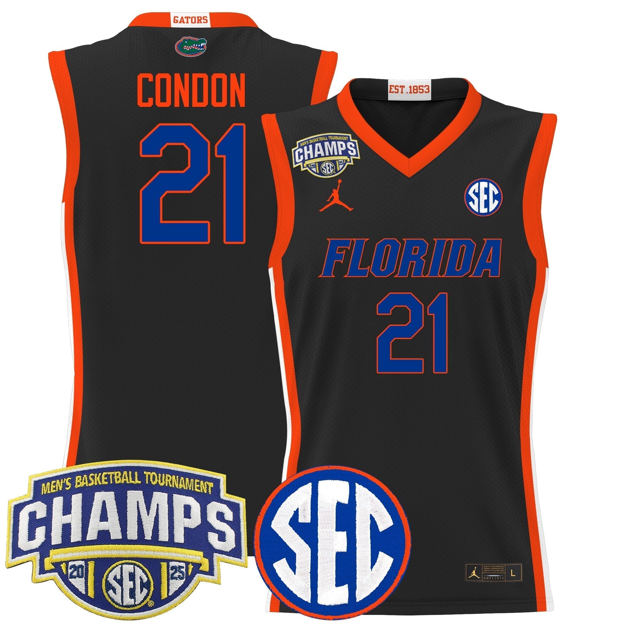 UF 2025 SEC Conference Tournament Champions Basketball Jersey - Stitched