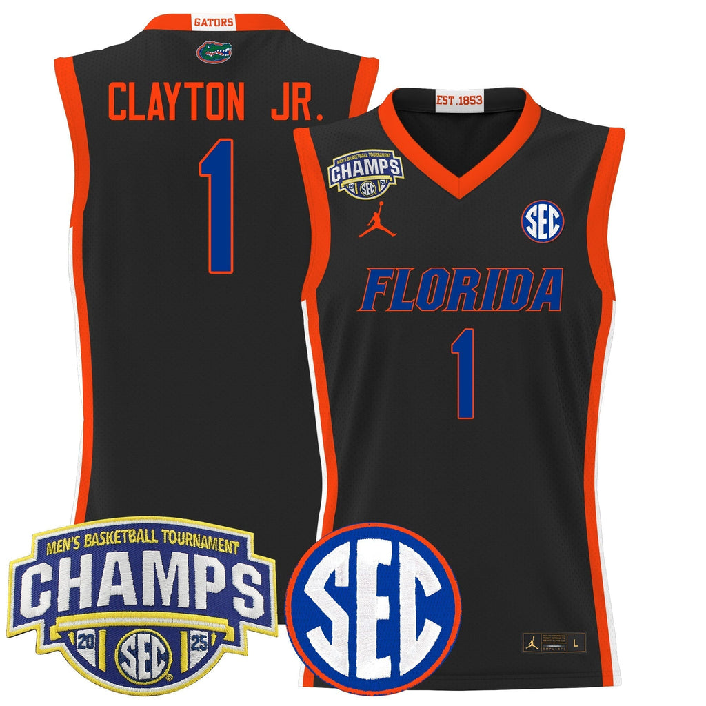 UF 2025 SEC Conference Tournament Champions Basketball Jersey - Stitched
