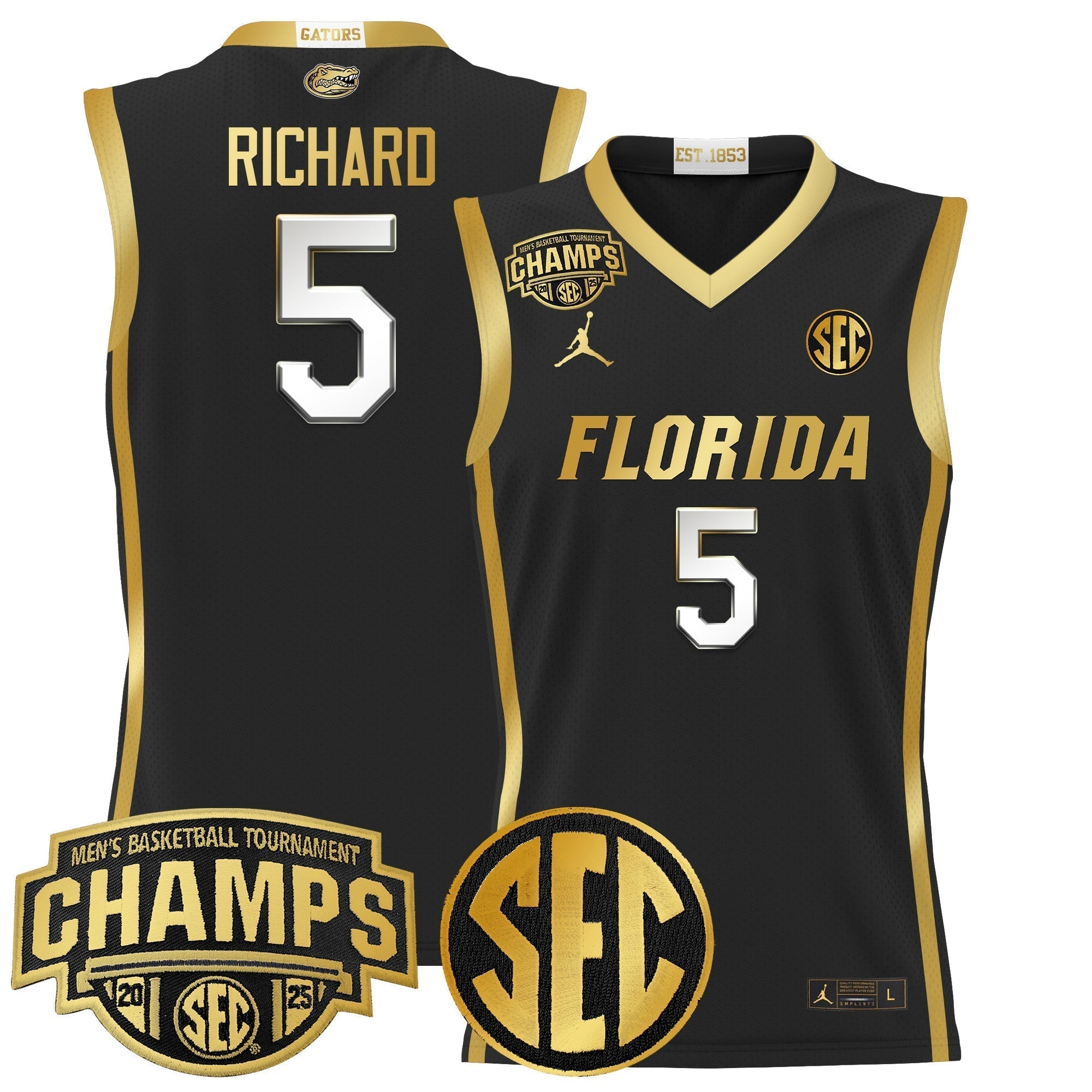 UF 2025 SEC Conference Tournament Champions Basketball Jersey - Stitched