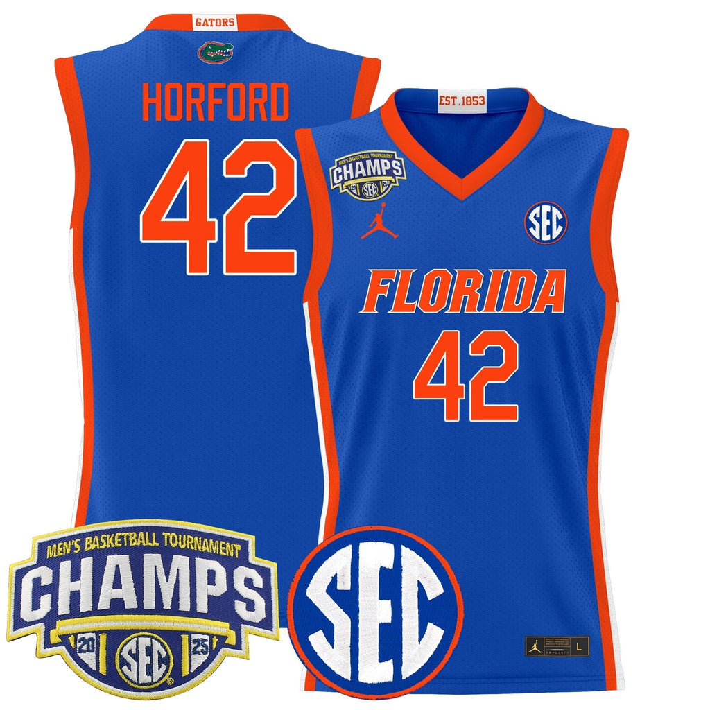 UF 2025 SEC Conference Tournament Champions Basketball Jersey - Stitched