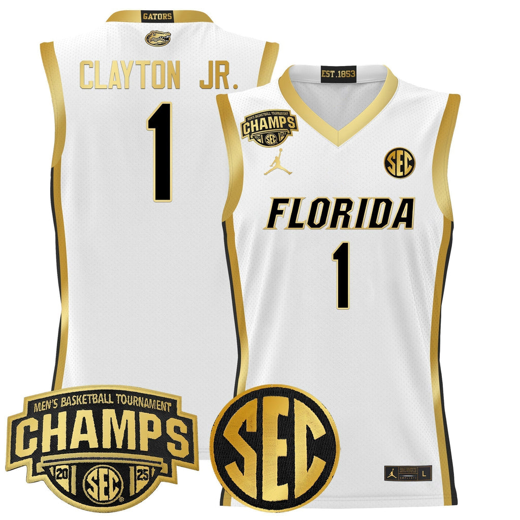 UF 2025 SEC Conference Tournament Champions Basketball Jersey - Stitched