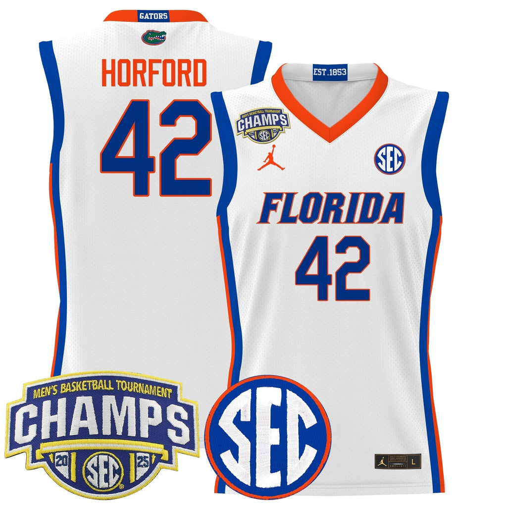 UF 2025 SEC Conference Tournament Champions Basketball Jersey - Stitched