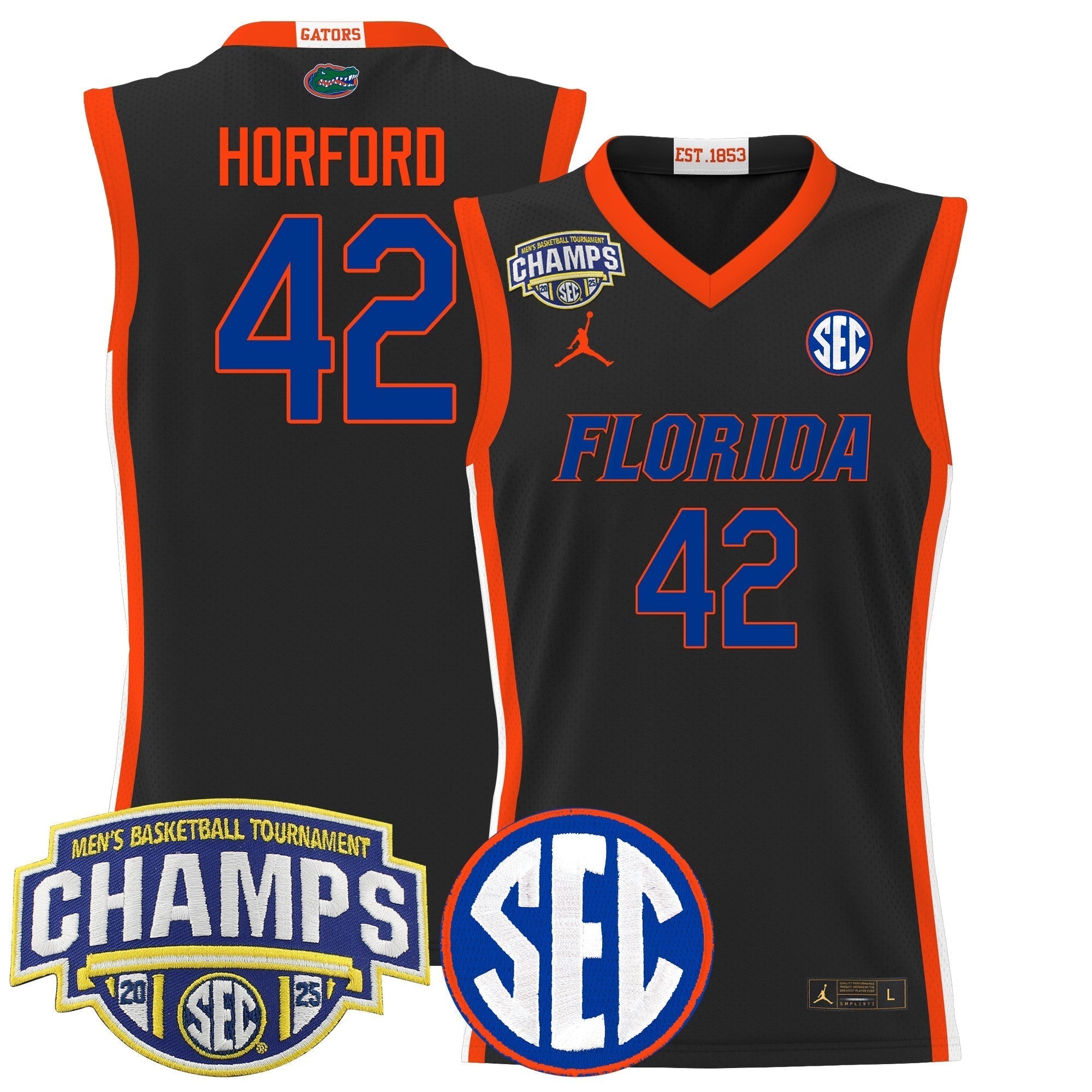 UF 2025 SEC Conference Tournament Champions Basketball Jersey - Stitched
