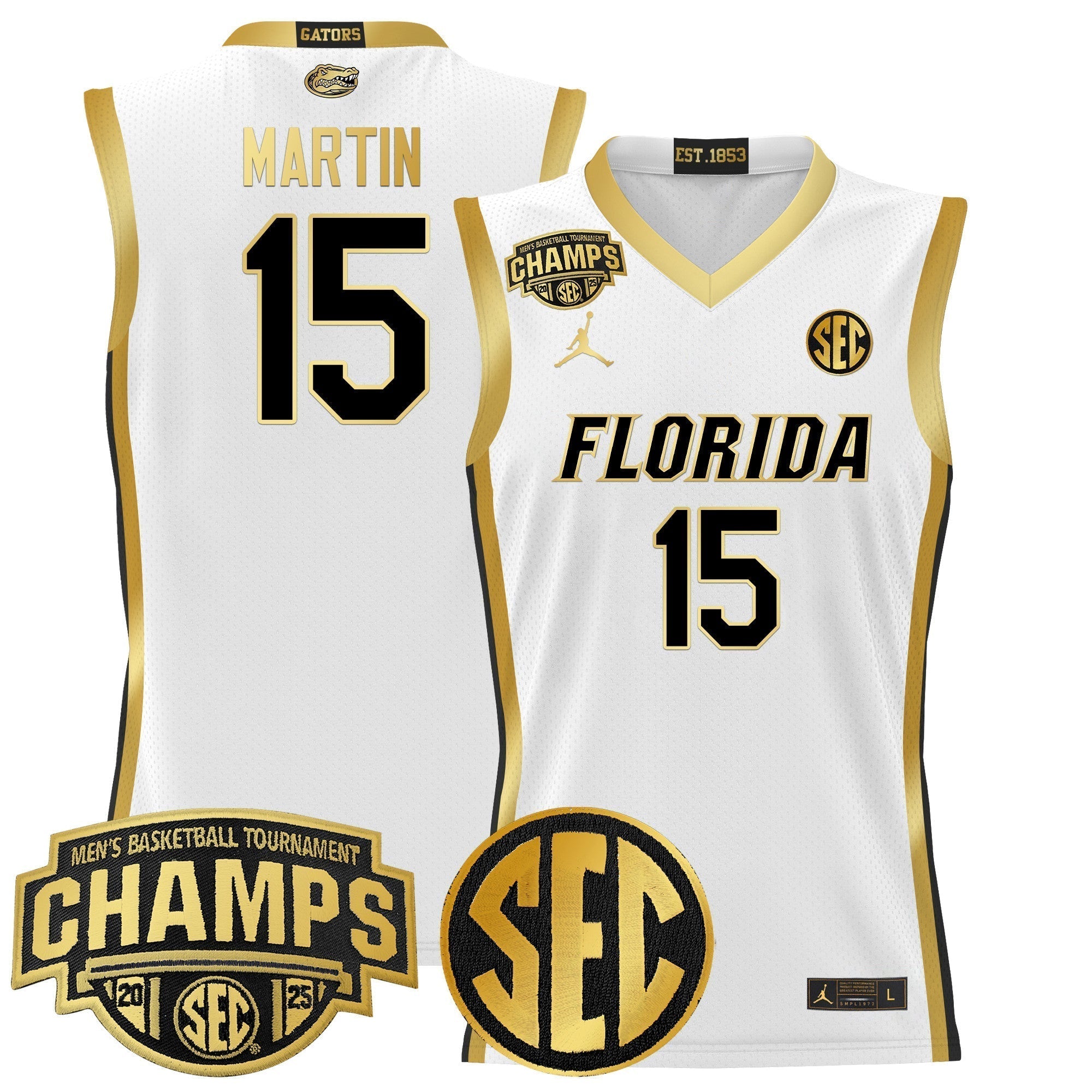UF 2025 SEC Conference Tournament Champions Basketball Jersey - Stitched