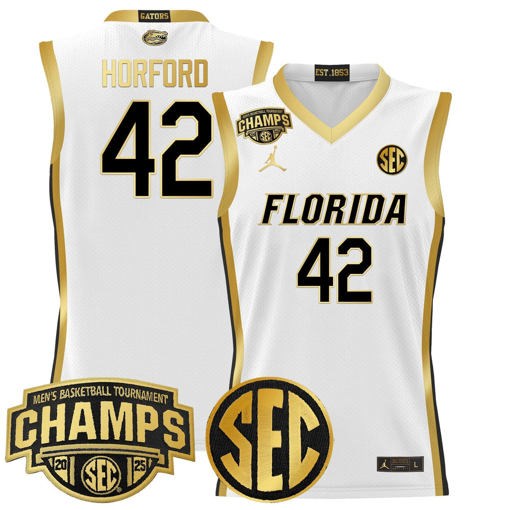 UF 2025 SEC Conference Tournament Champions Basketball Jersey - Stitched