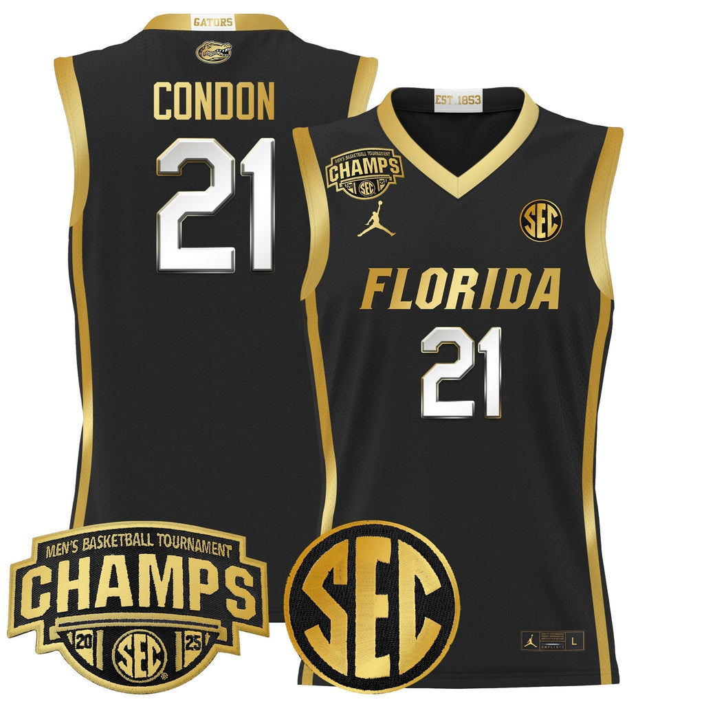 UF 2025 SEC Conference Tournament Champions Basketball Jersey - Stitched