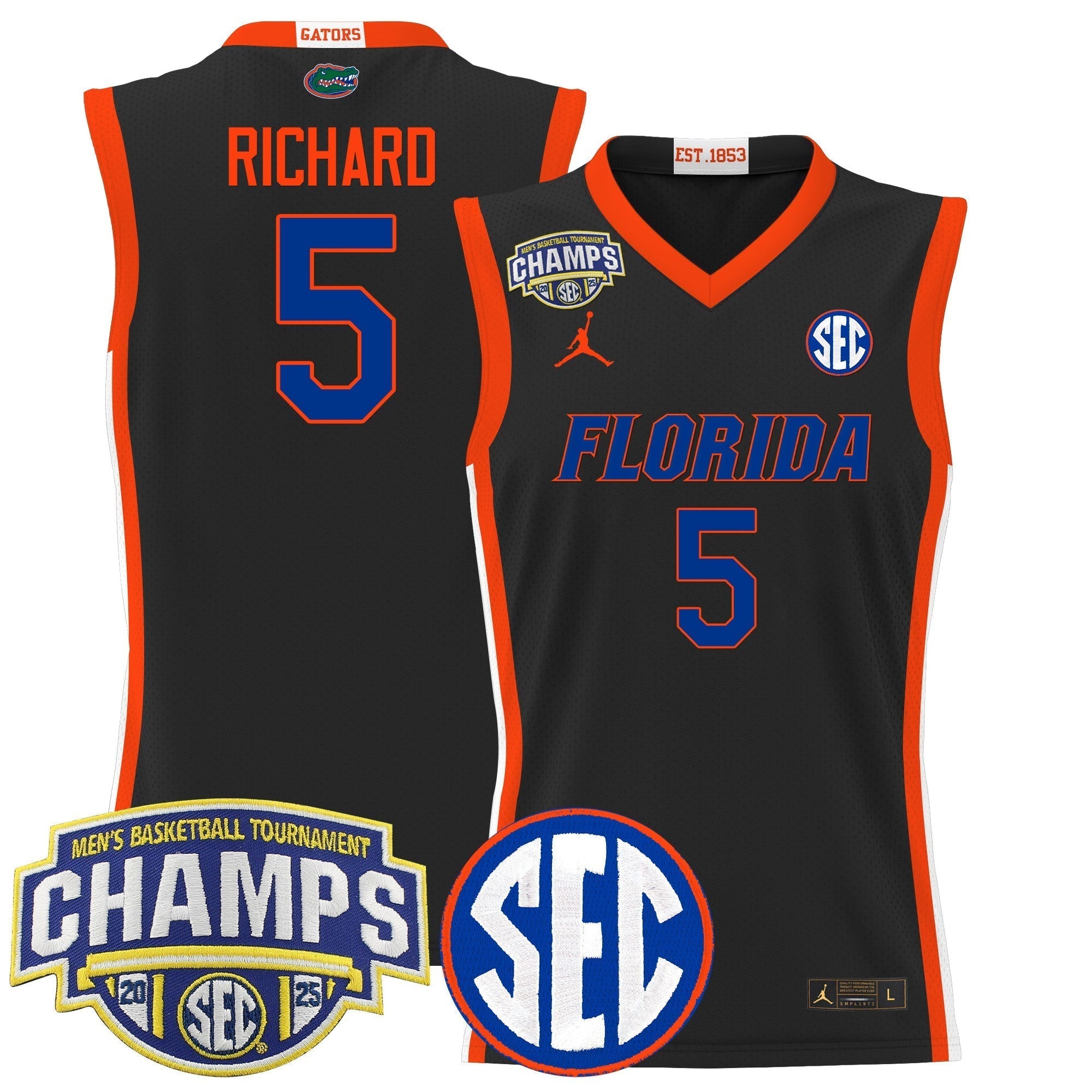 UF 2025 SEC Conference Tournament Champions Basketball Jersey - Stitched