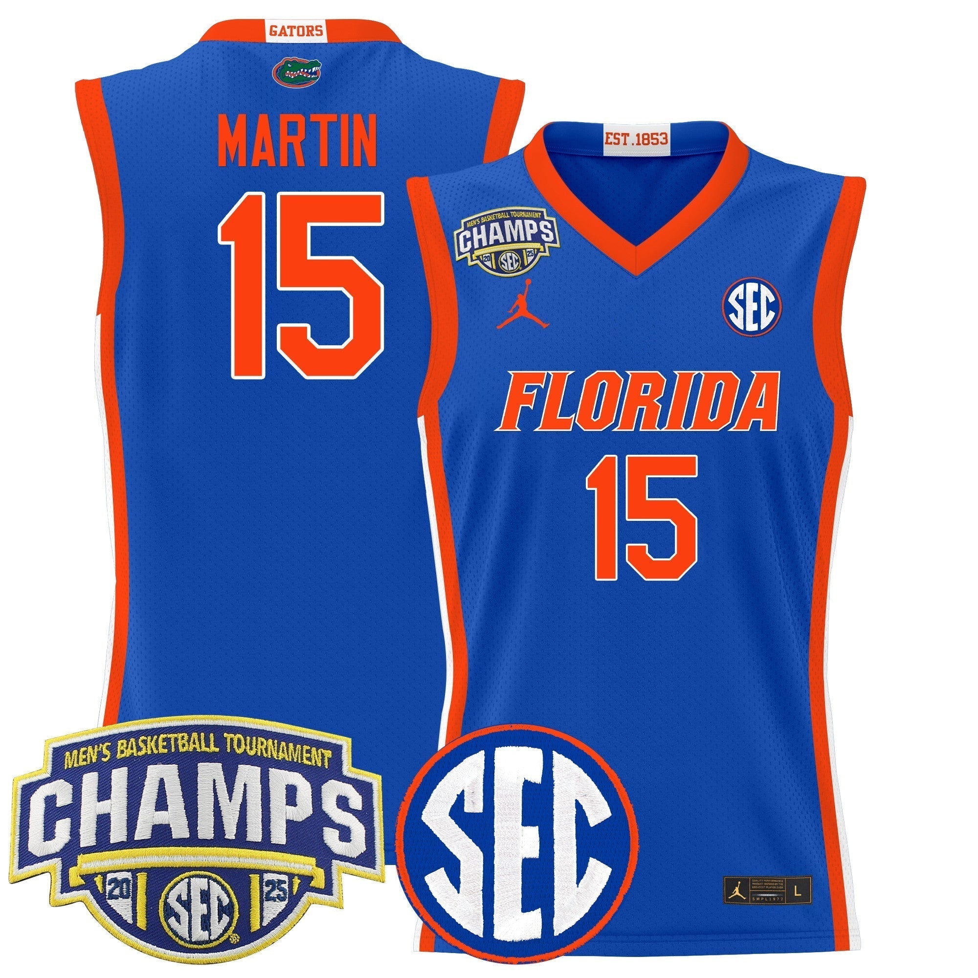 UF 2025 SEC Conference Tournament Champions Basketball Jersey - Stitched