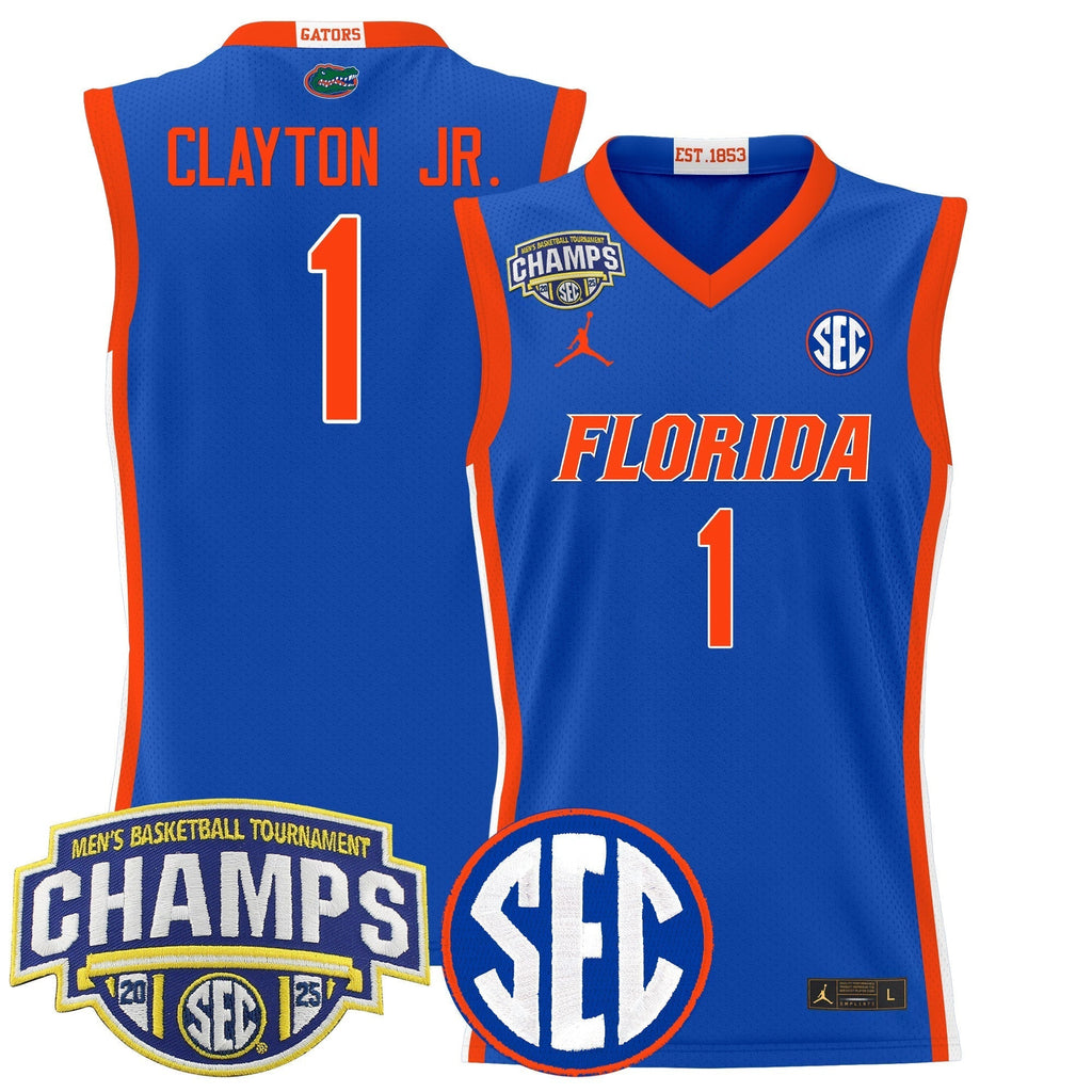 UF 2025 SEC Conference Tournament Champions Basketball Jersey - Stitched