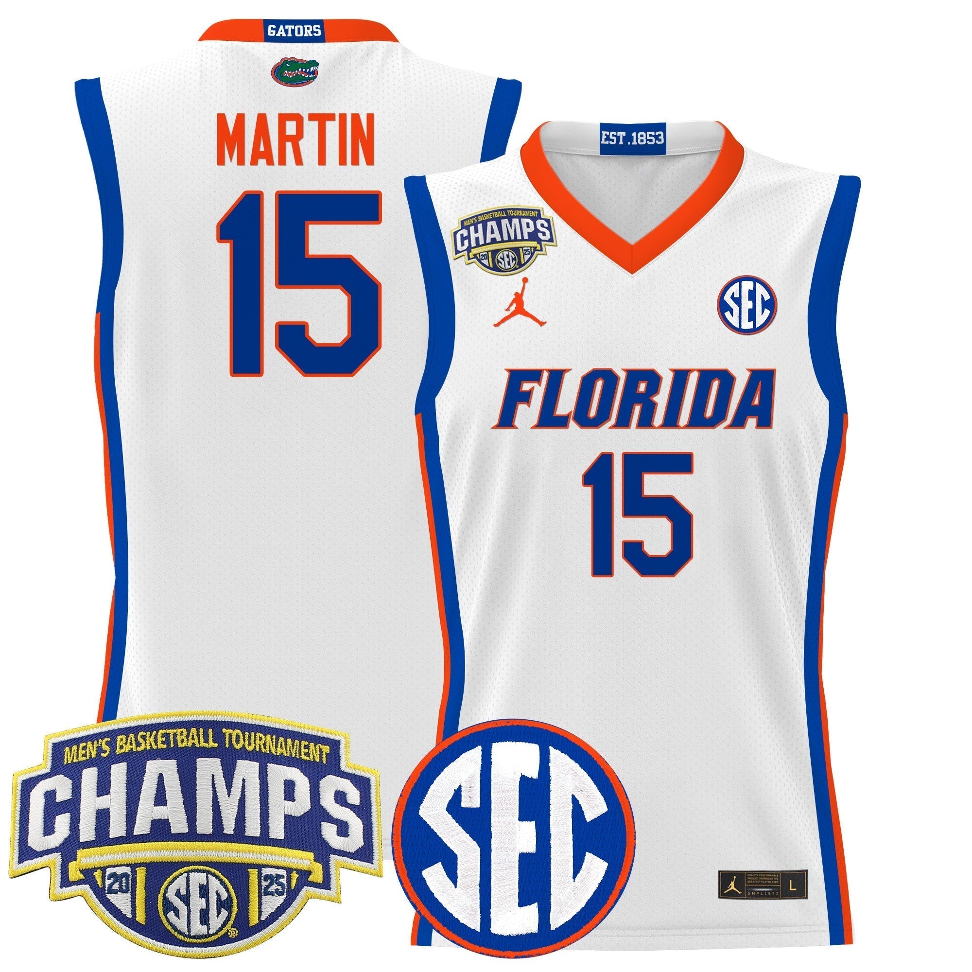 UF 2025 SEC Conference Tournament Champions Basketball Jersey - Stitched