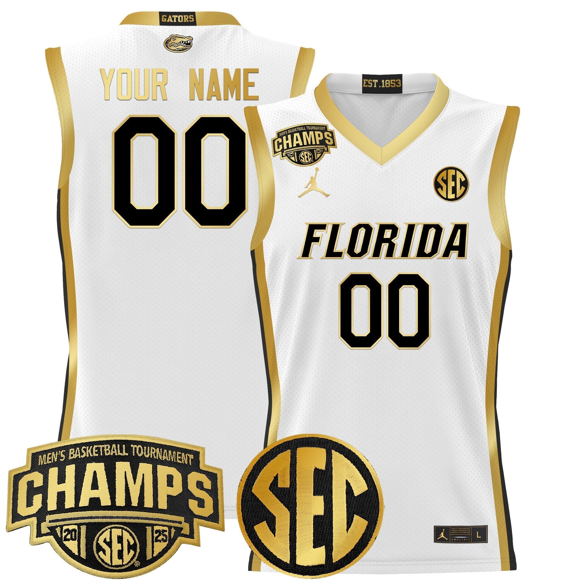 UF 2025 SEC Conference Tournament Champions Basketball Custom Jersey - Stitched