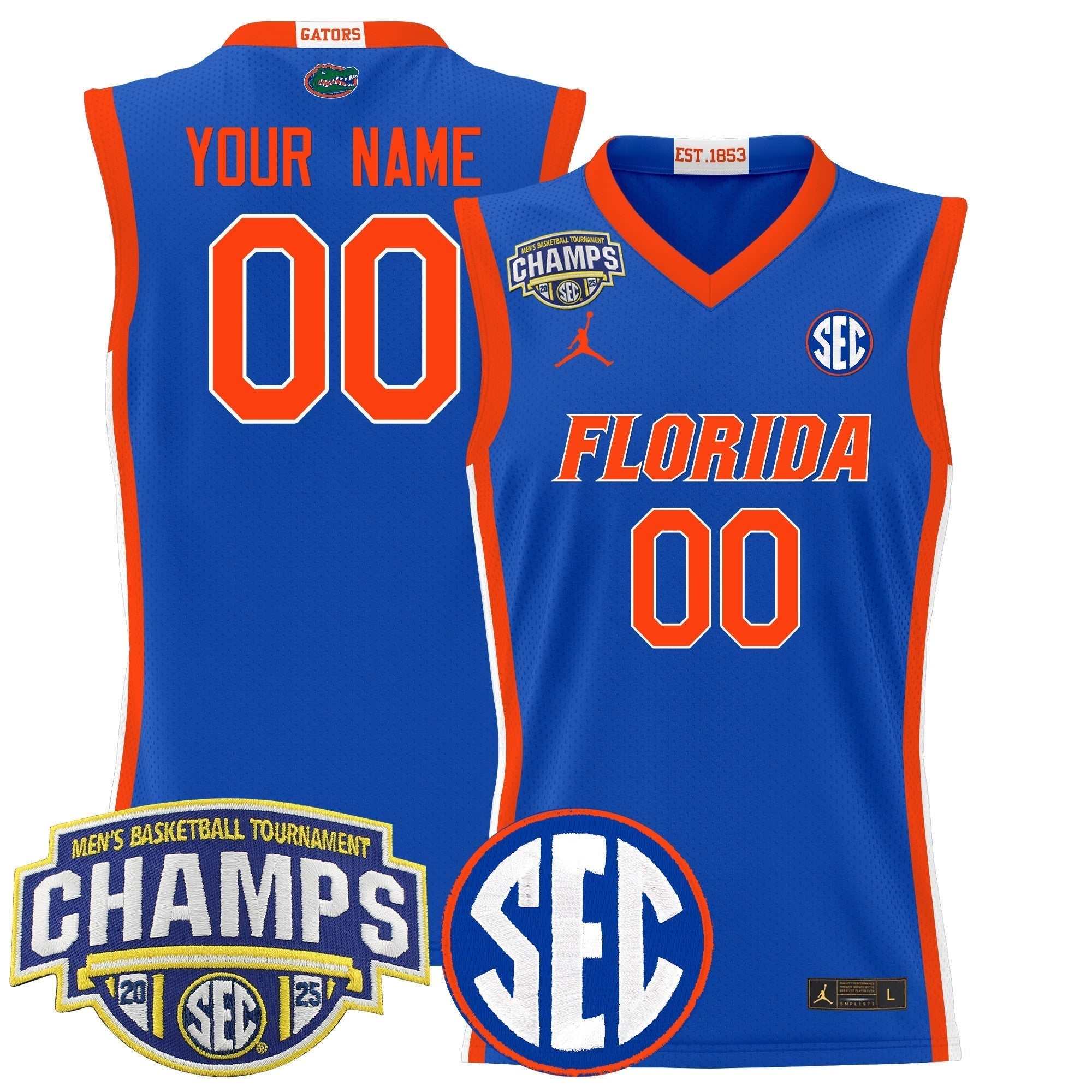 UF 2025 SEC Conference Tournament Champions Basketball Custom Jersey - Stitched