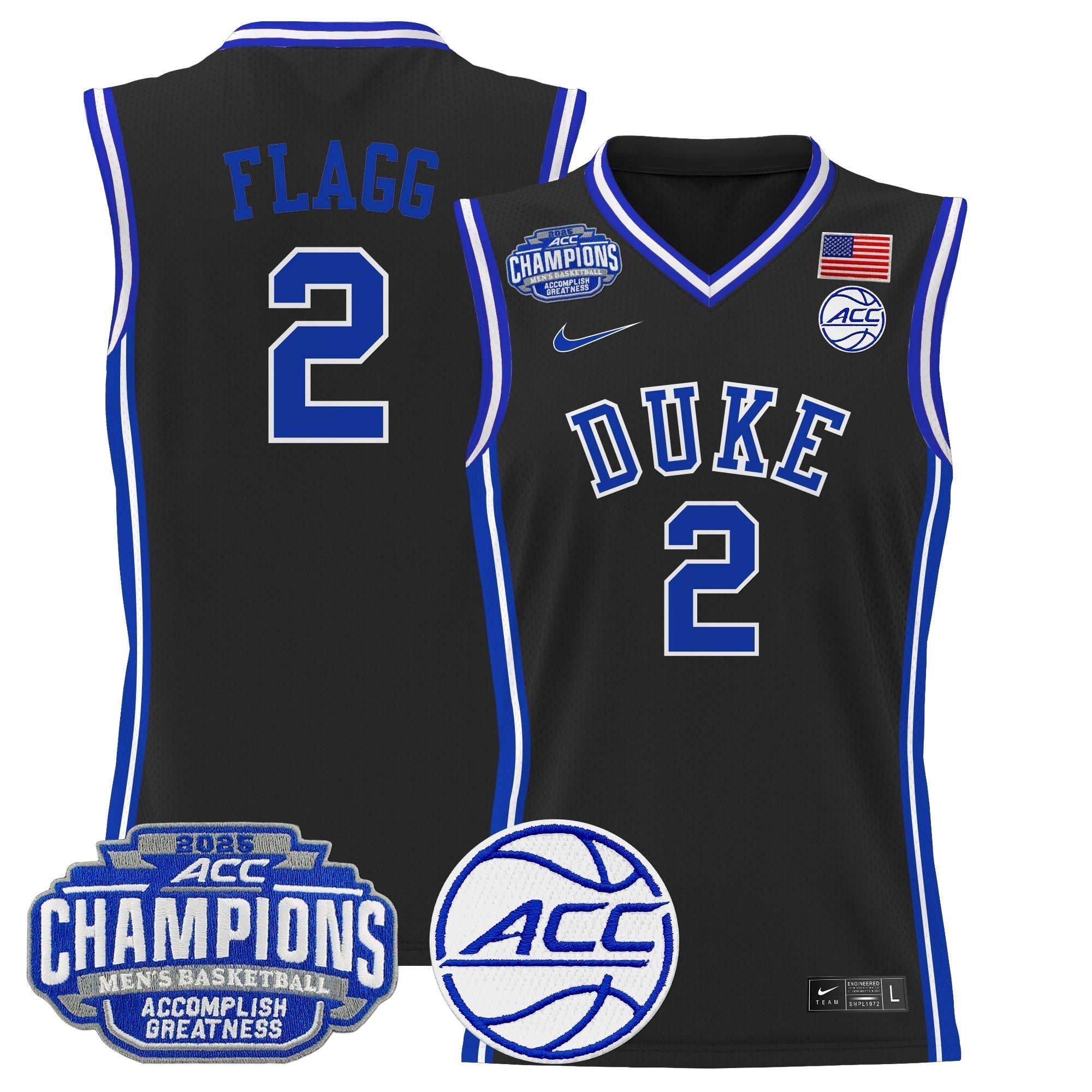 DUKE 2025 ACC Conference Tournament Champions Basketball Jersey - Stitched