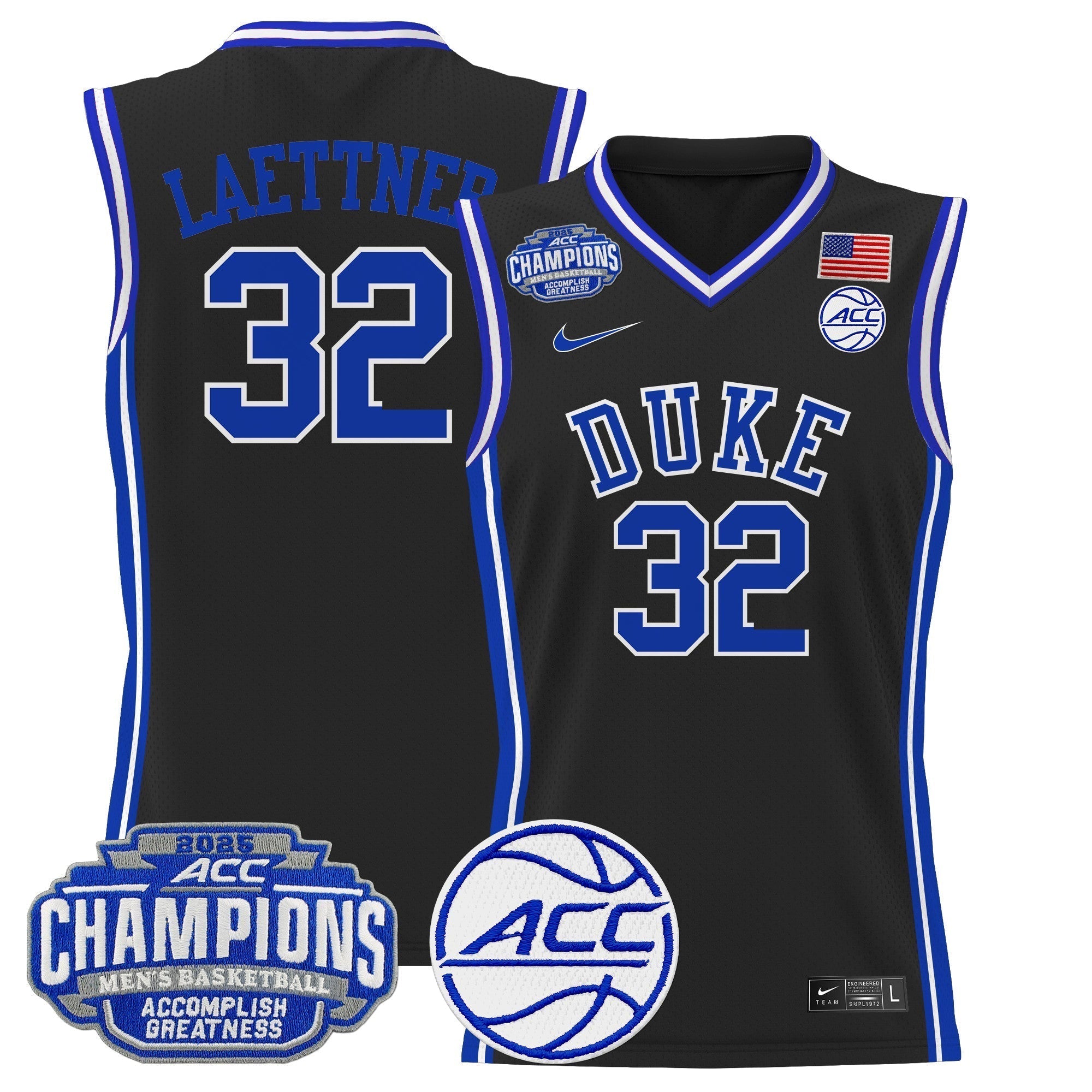 DUKE 2025 ACC Conference Tournament Champions Basketball Jersey - Stitched