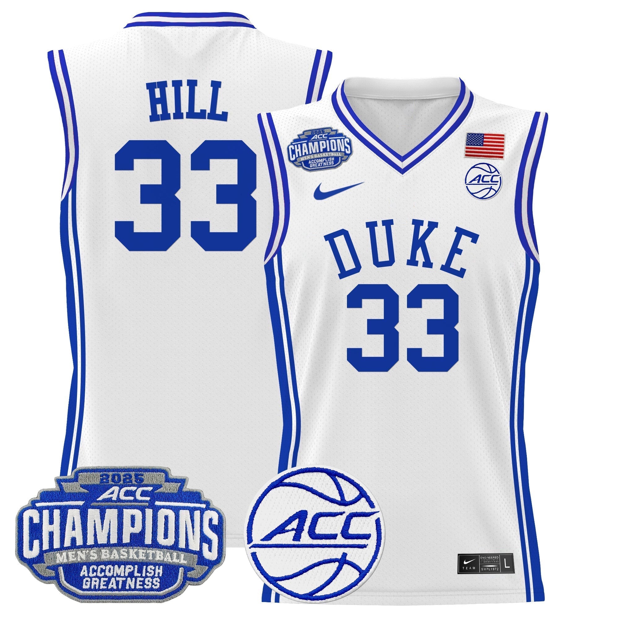 DUKE 2025 ACC Conference Tournament Champions Basketball Jersey - Stitched