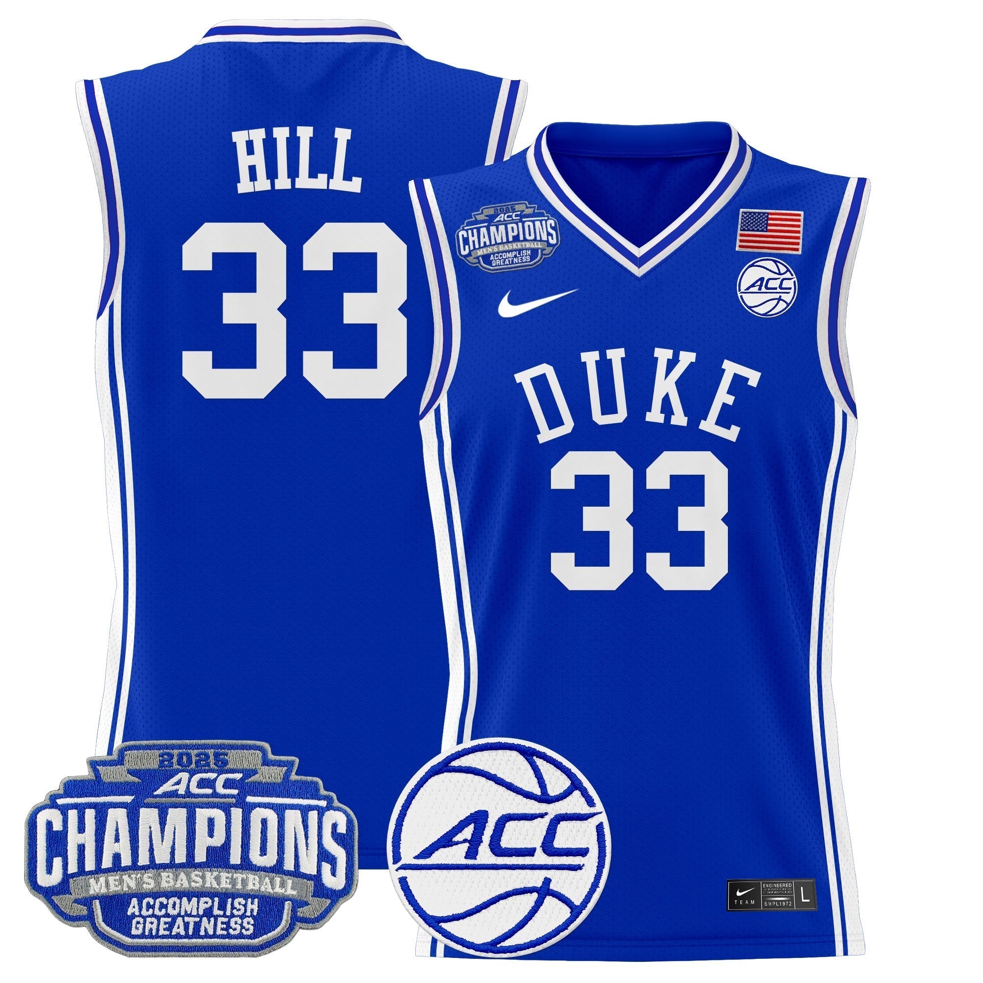 DUKE 2025 ACC Conference Tournament Champions Basketball Jersey - Stitched