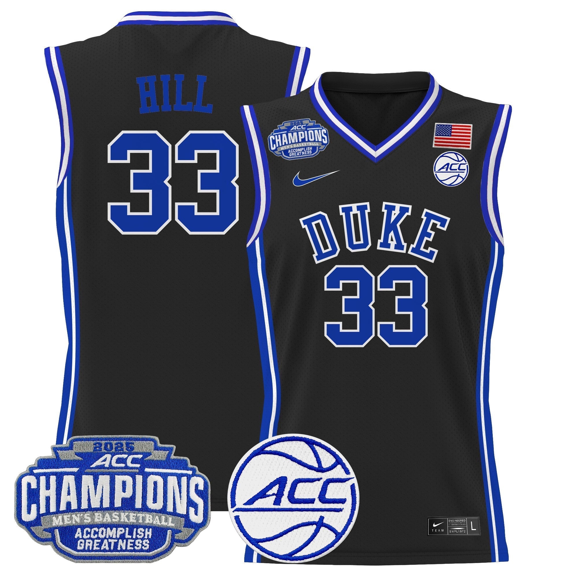 DUKE 2025 ACC Conference Tournament Champions Basketball Jersey - Stitched