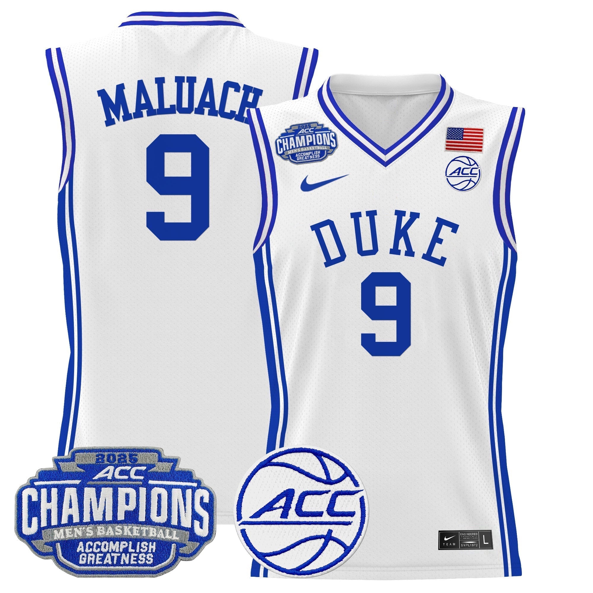DUKE 2025 ACC Conference Tournament Champions Basketball Jersey - Stitched
