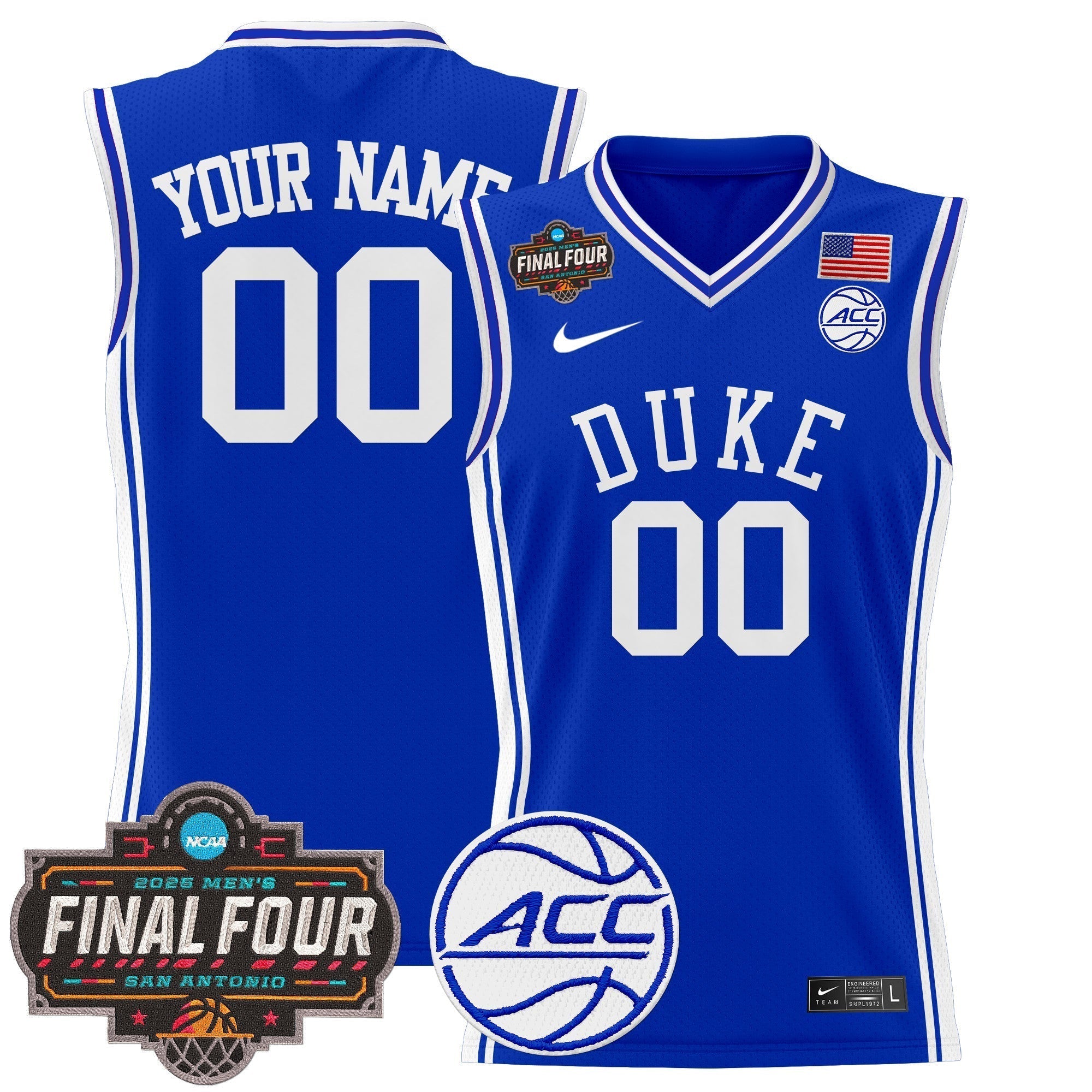DUKE 2025 Final Four Patch Basketball Custom Jersey - Stitched