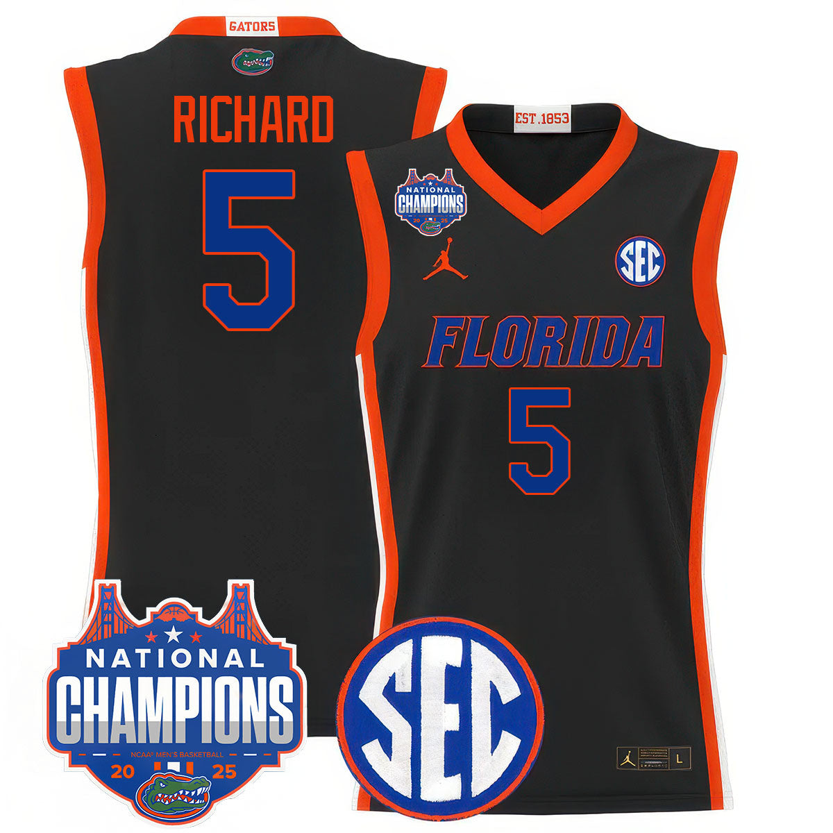 UF 2025 National Champions Basketball Jersey - Stitched