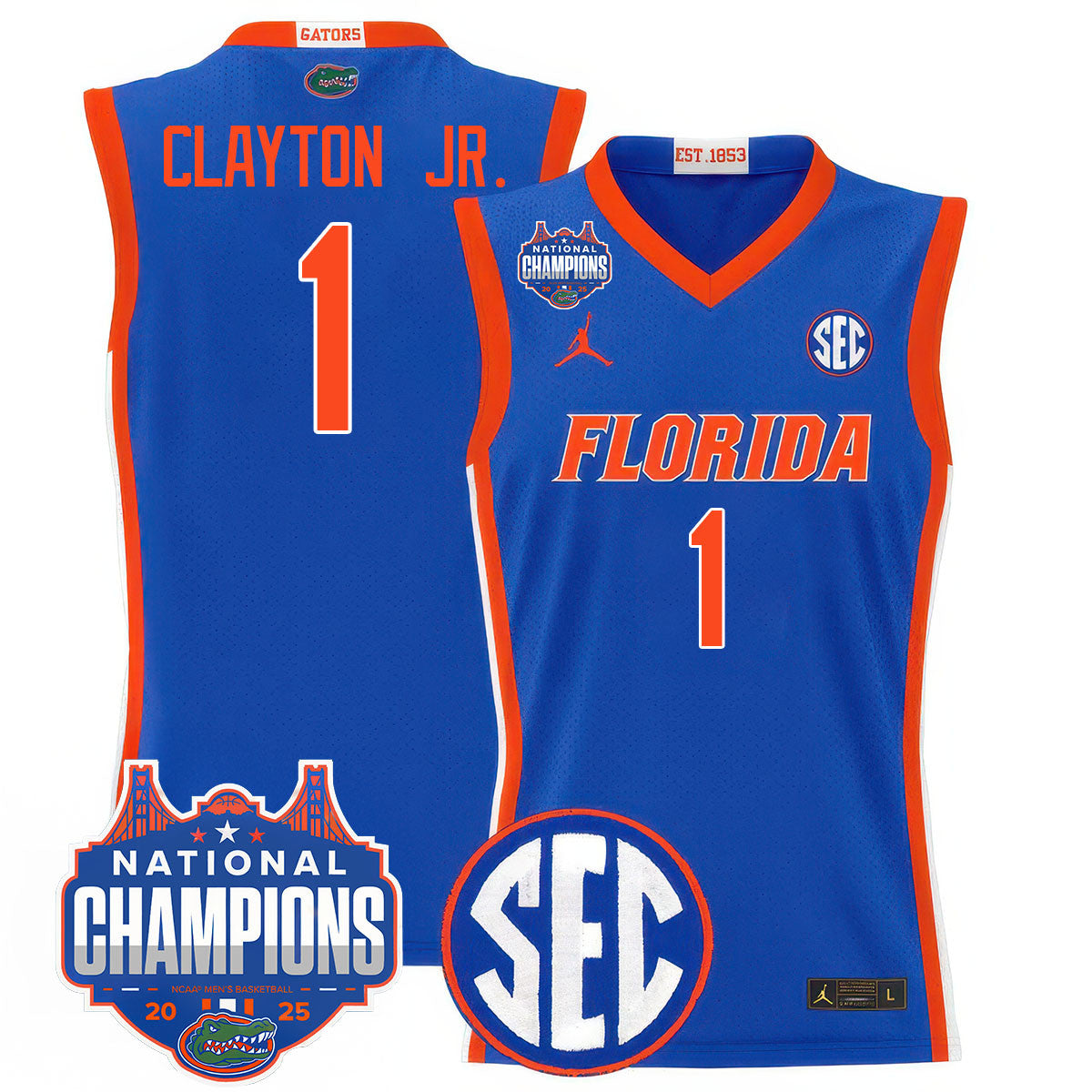UF 2025 National Champions Basketball Jersey - Stitched