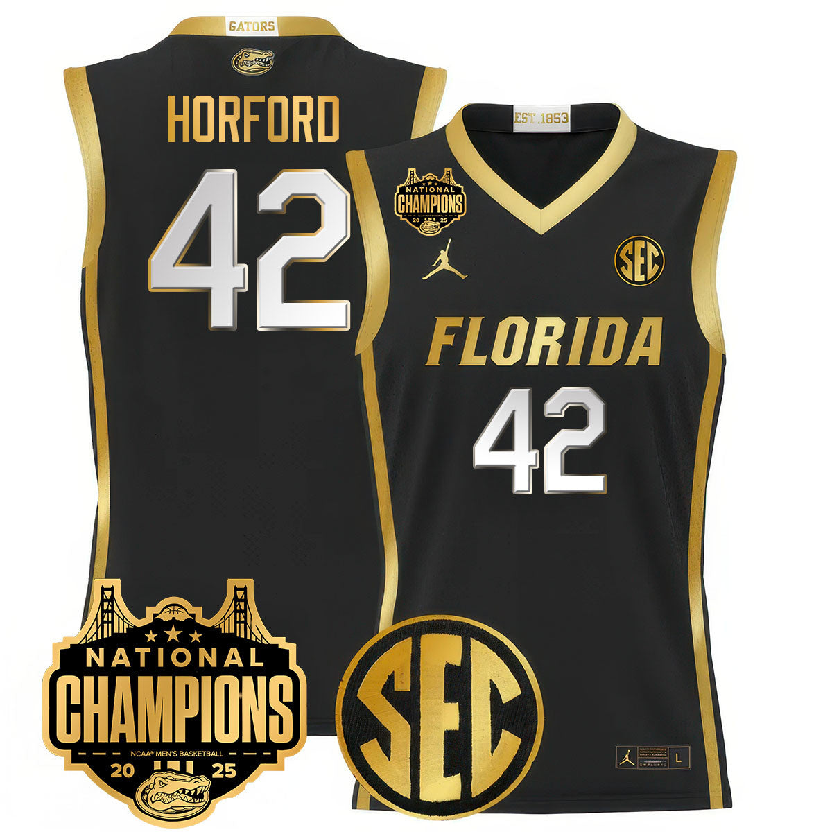 UF 2025 National Champions Basketball Jersey - Stitched