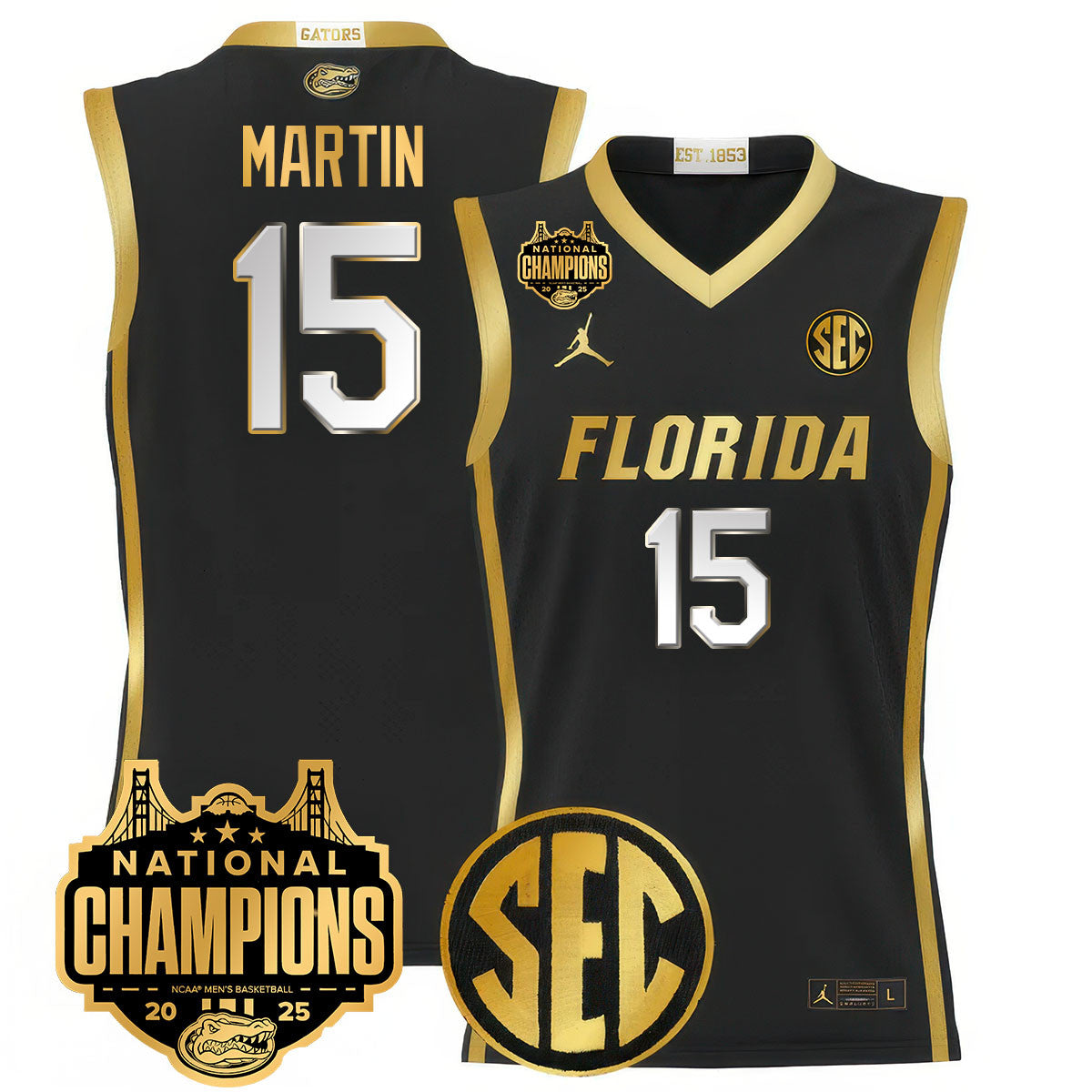 UF 2025 National Champions Basketball Jersey - Stitched