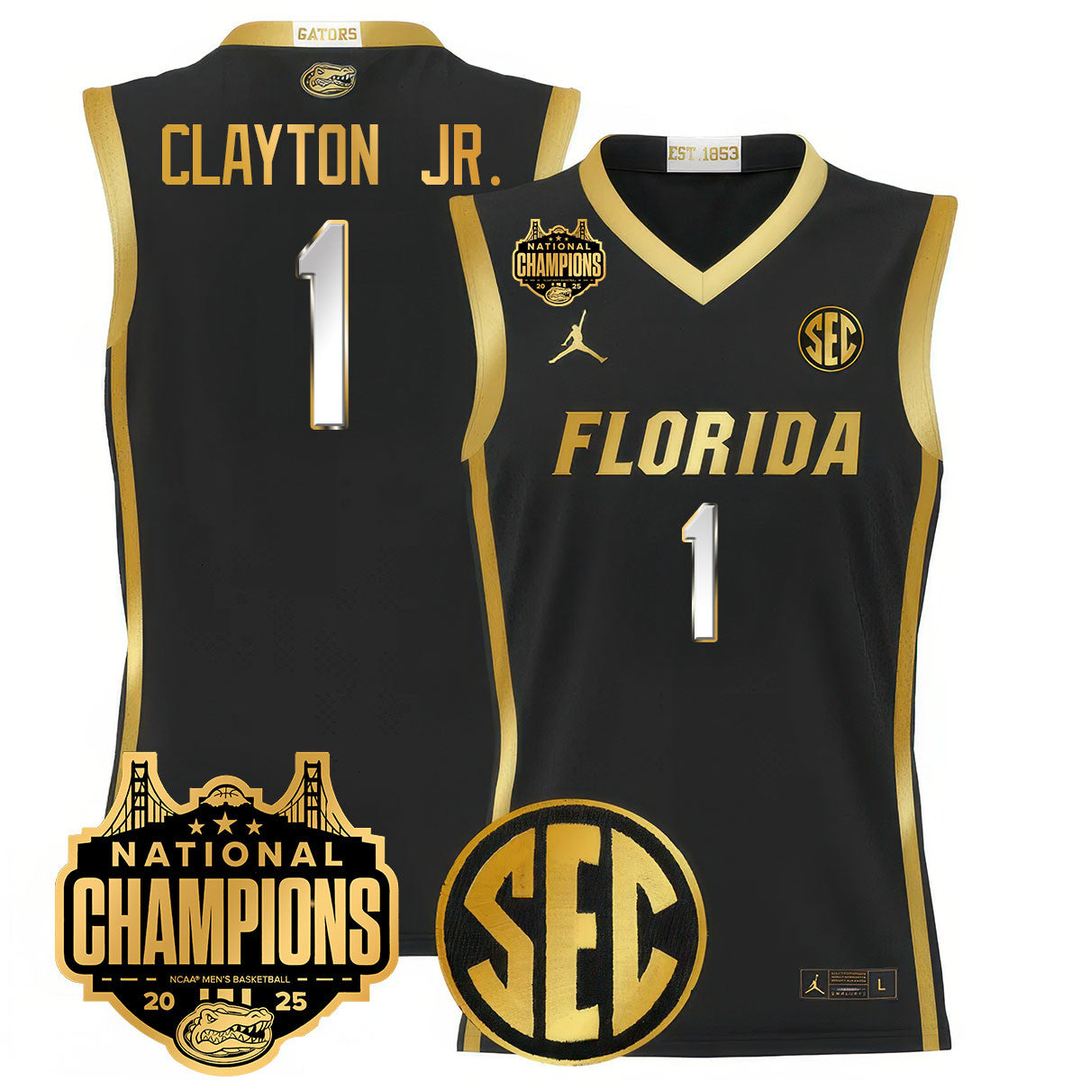 UF 2025 National Champions Basketball Jersey - Stitched