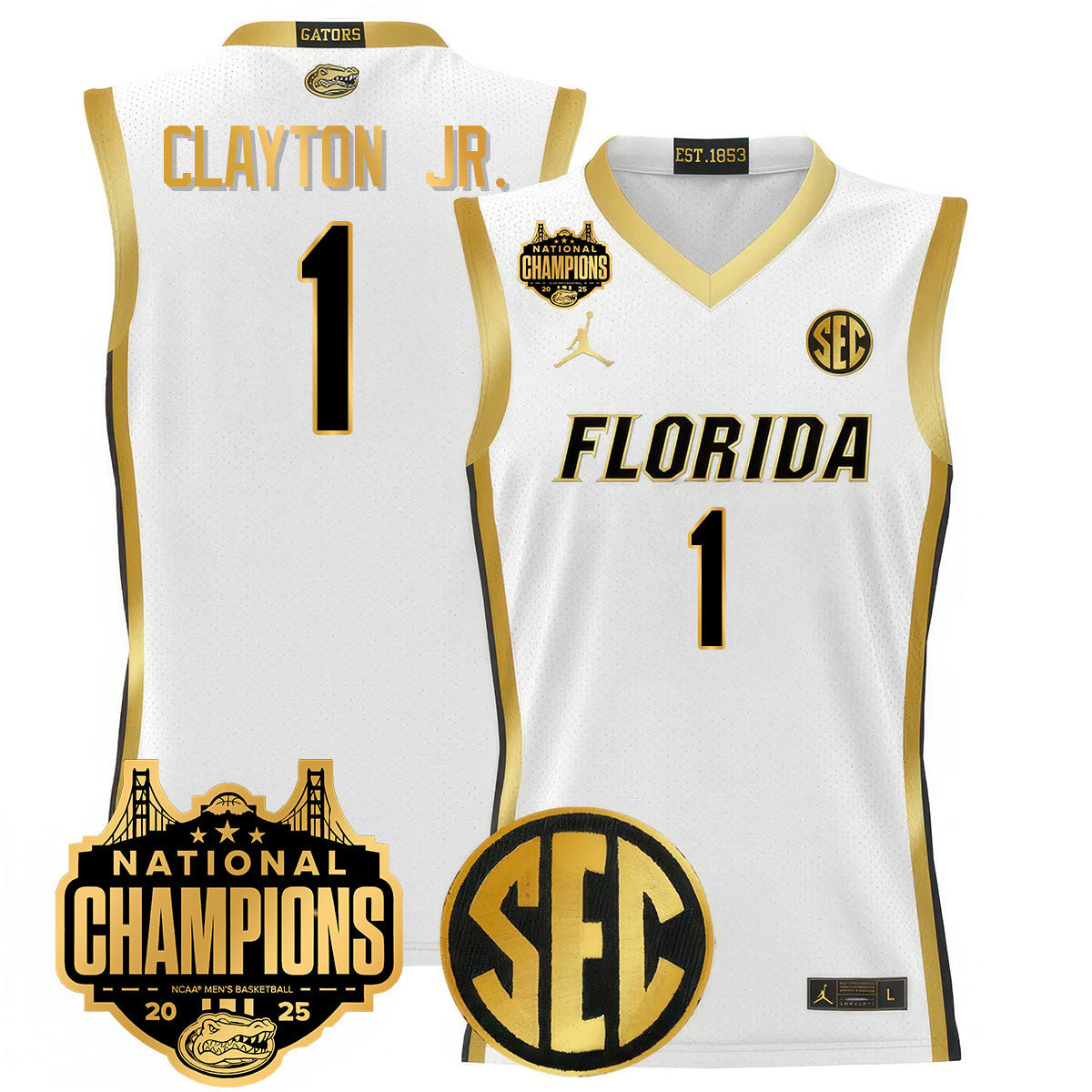 UF 2025 National Champions Basketball Jersey - Stitched