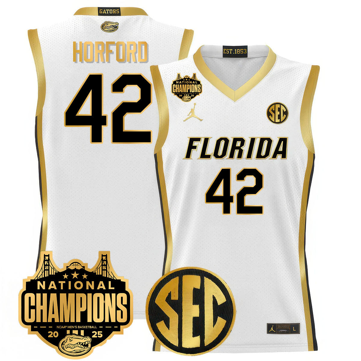UF 2025 National Champions Basketball Jersey - Stitched