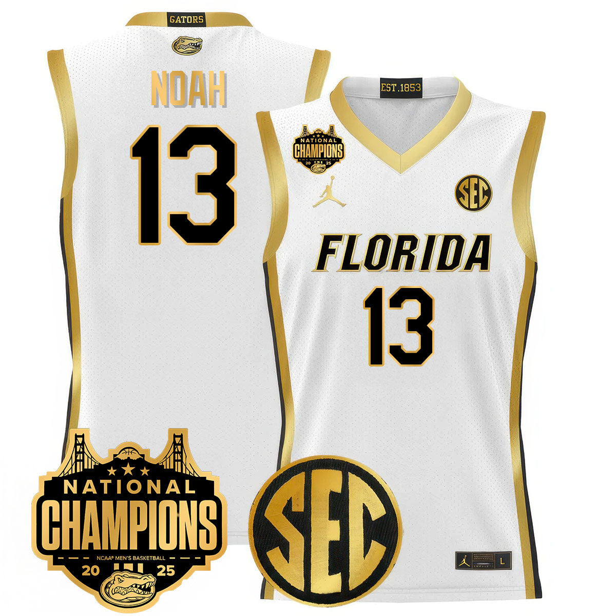 UF 2025 National Champions Basketball Jersey - Stitched