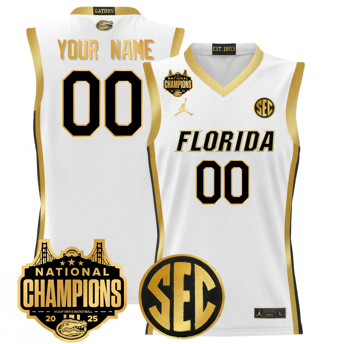 Custom Name/Gender UF 2025 National Champions Basketball Jersey - Stitched
