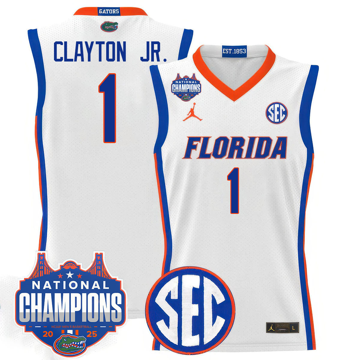 UF 2025 National Champions Basketball Jersey - Stitched