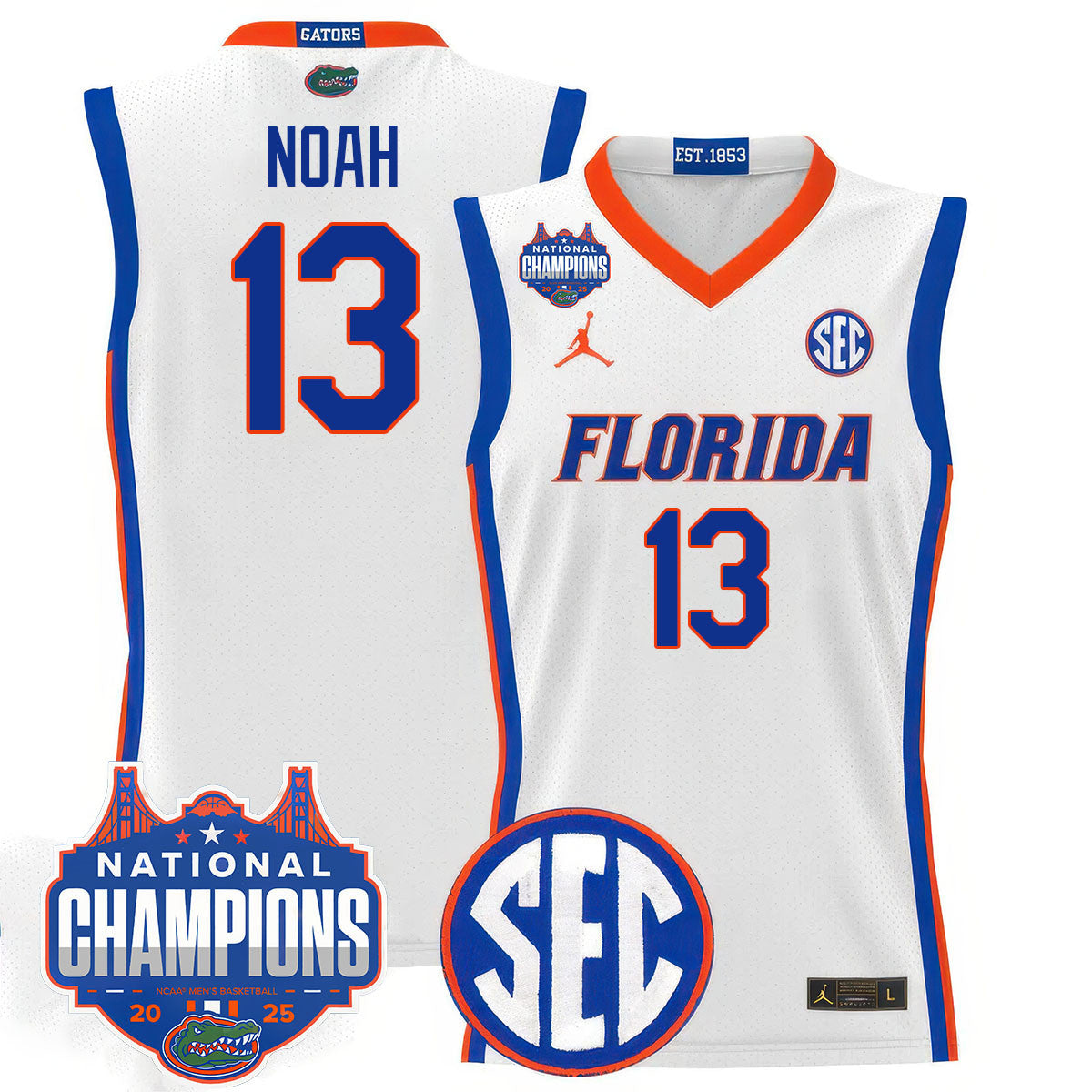 UF 2025 National Champions Basketball Jersey - Stitched