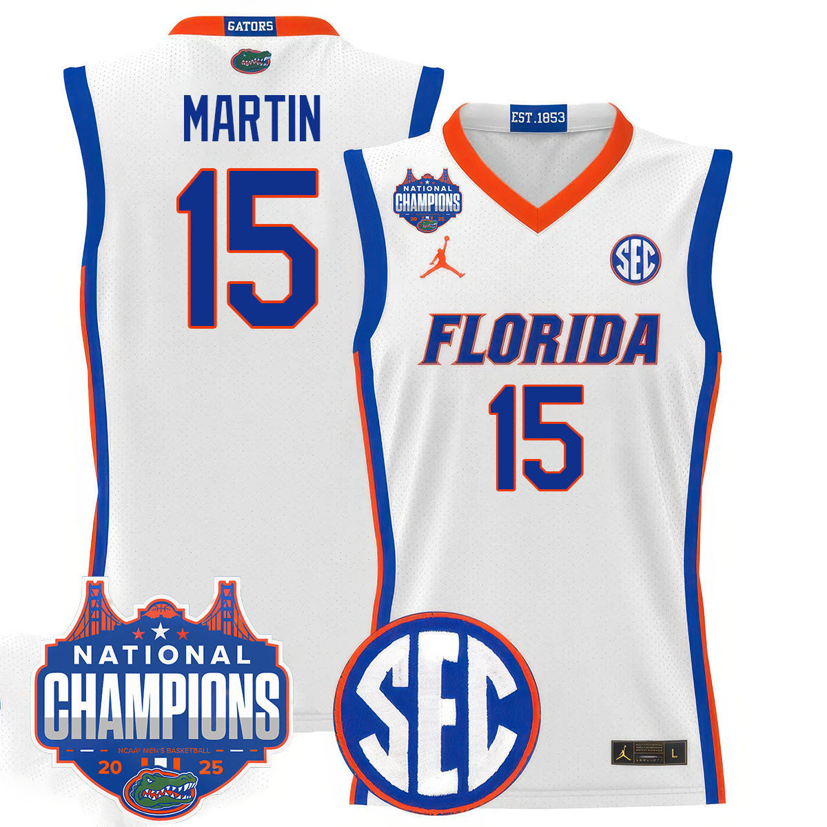UF 2025 National Champions Basketball Jersey - Stitched